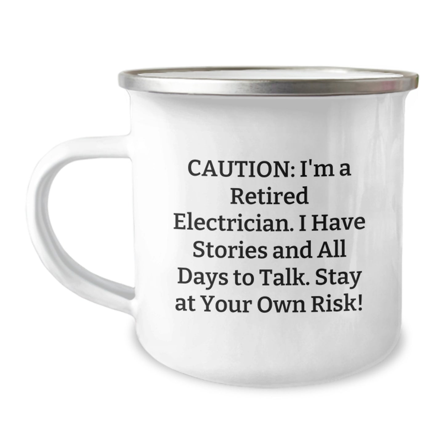 Funny Electrician Gifts for Electricians, Camping Mug with Caution Quote, Birthday Unique Gifts from Friends, Gifts for Electrician - Image 1