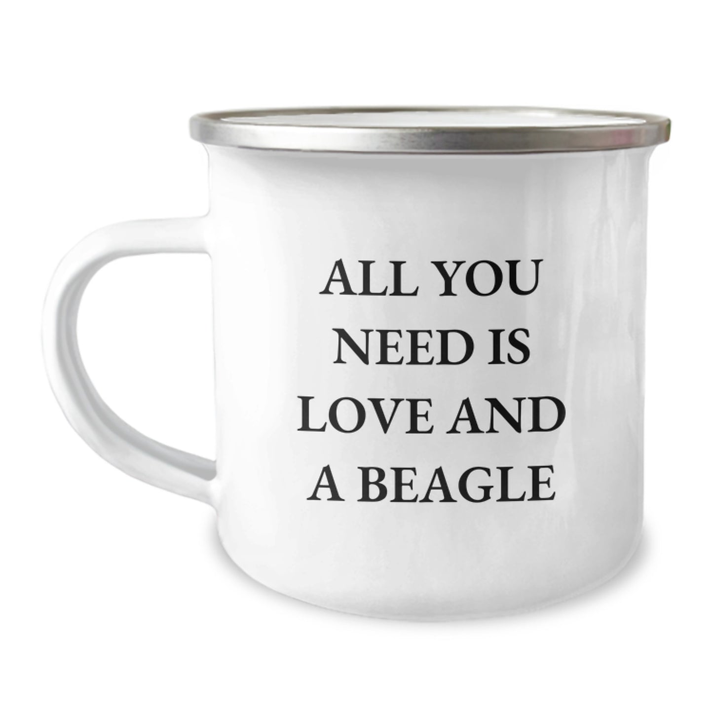 Funny Beagle Dog Camping Mug Gifts for Friends, Coworkers, and Family - 'All You Need Is Love And A Beagle', 12 oz Stainless Steel with Enamel Finish, Birthday Unique Gifts from Men, Women - Image 1