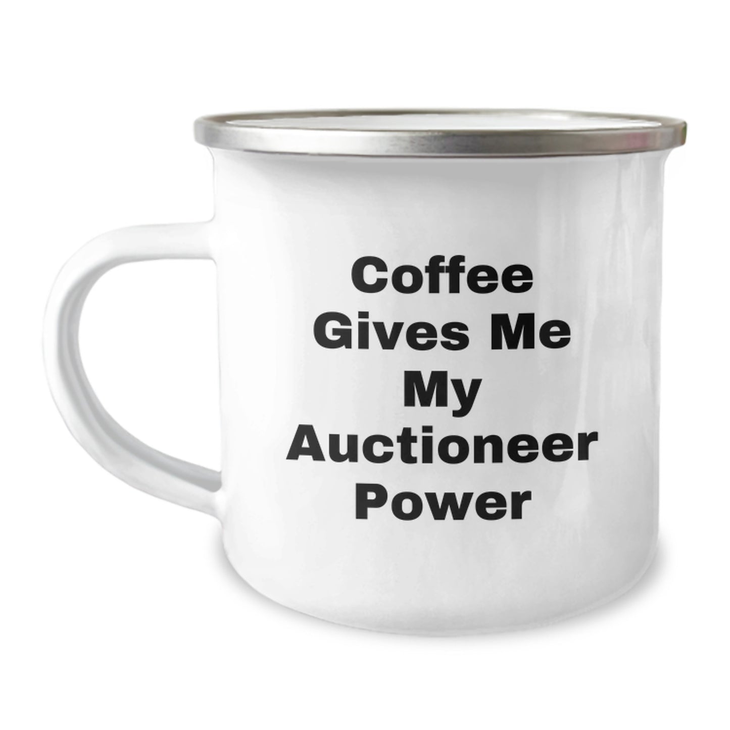Auctioneer Power Gifts from Friends for Birthday Unique Gifts, Coffee Lovers' Humorous Mug, 12 oz Stainless Steel Camping Mug - Image 1