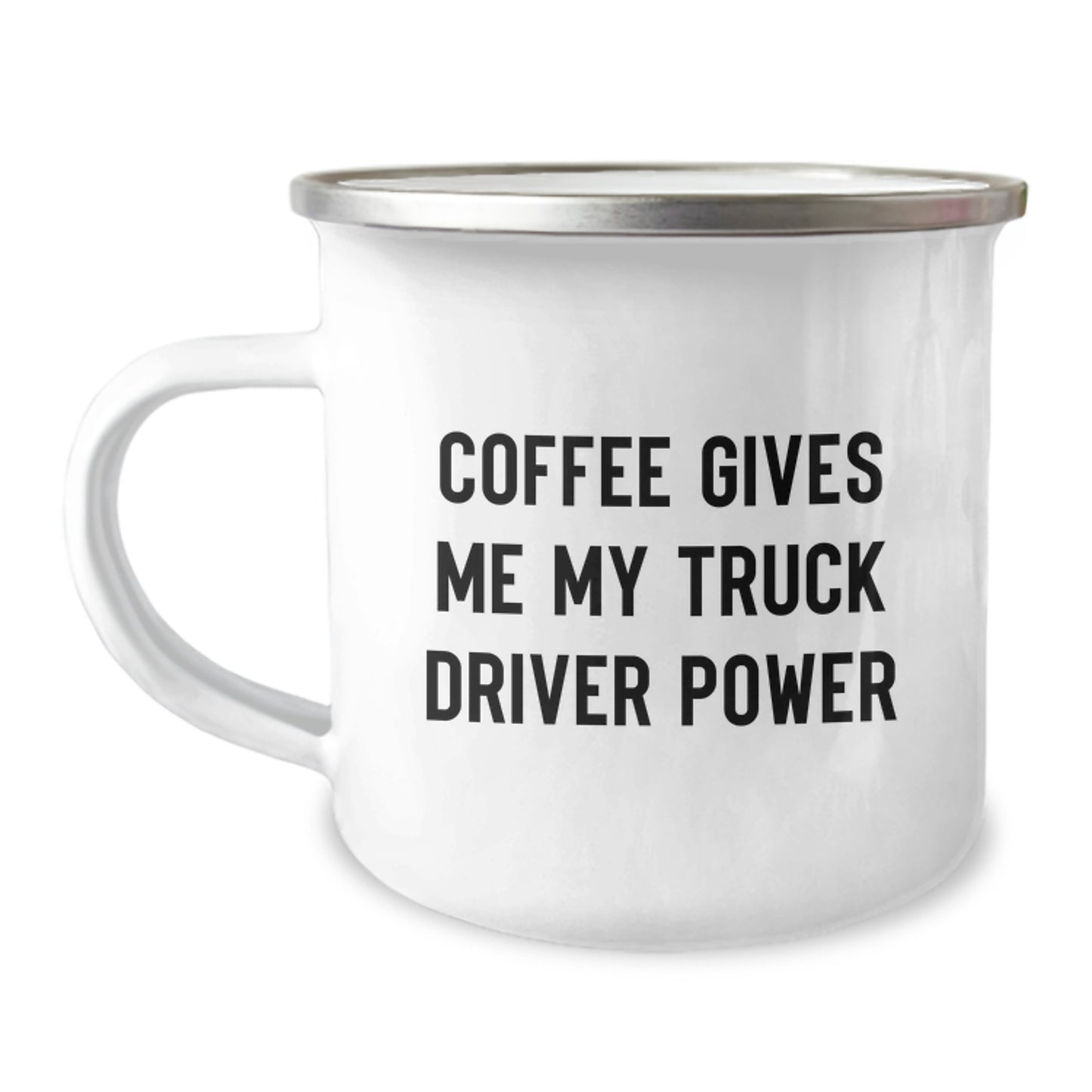 Funny Truck Driver Gifts from Friends - 'Coffee Gives Me My Truck Driver Power' Camping Mug for Men, Unique Birthday Unique Gifts - Image 1