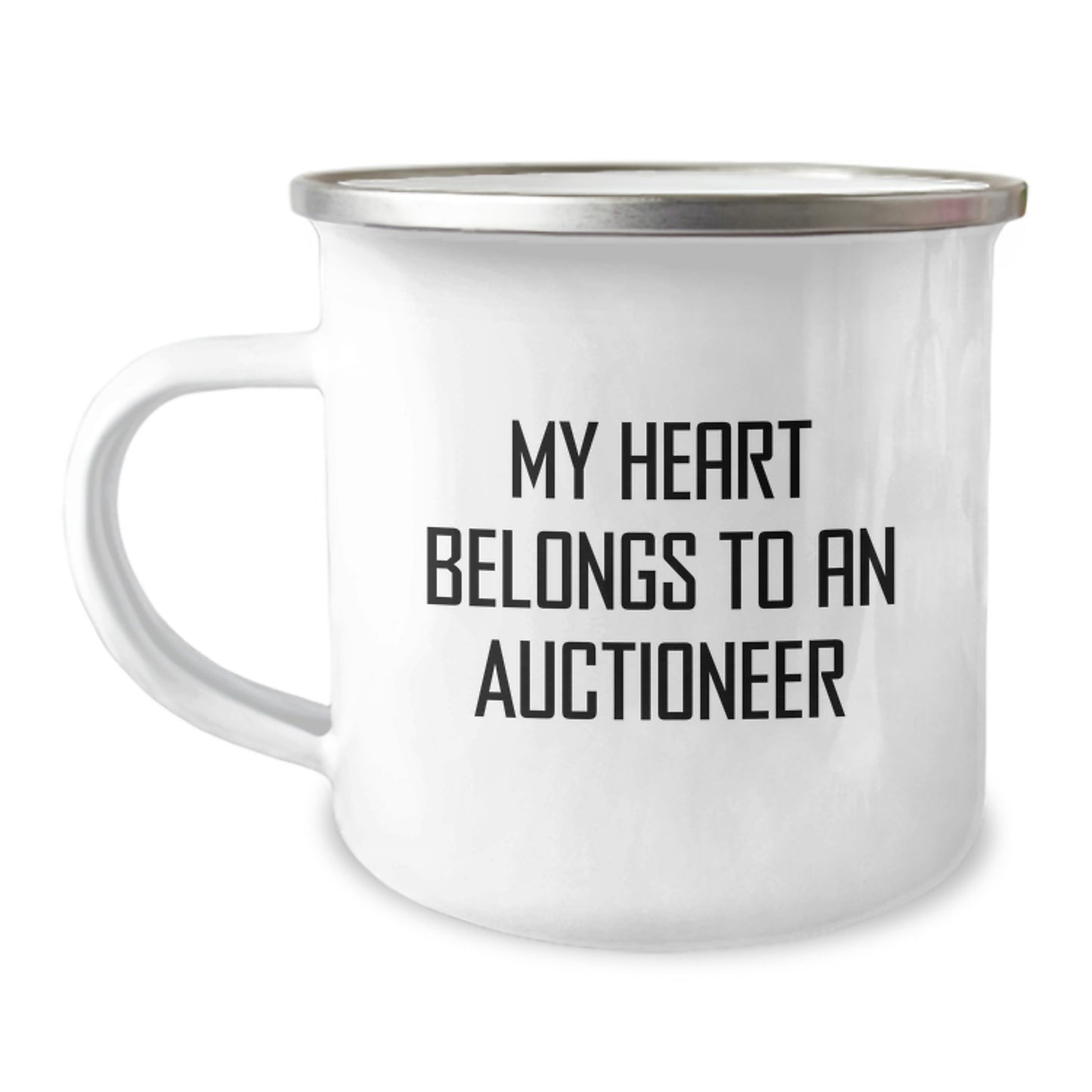 Auctioneer Gifts - Funny Camping Mug - 'My Heart Belongs To An Auctioneer' - Gifts from Friends - Image 1