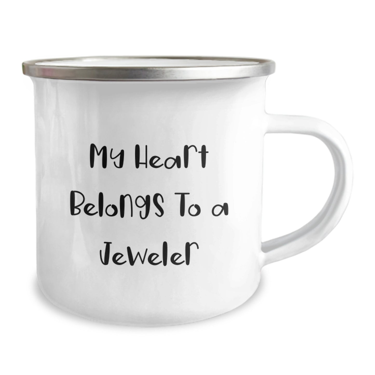 Gifts from Family, Friends, or Coworkers - My Heart Belongs To A Jeweler, Funny Camping Mug for Jeweler Graduation, 12 oz Stainless Steel with Enamel Finish - Image 2