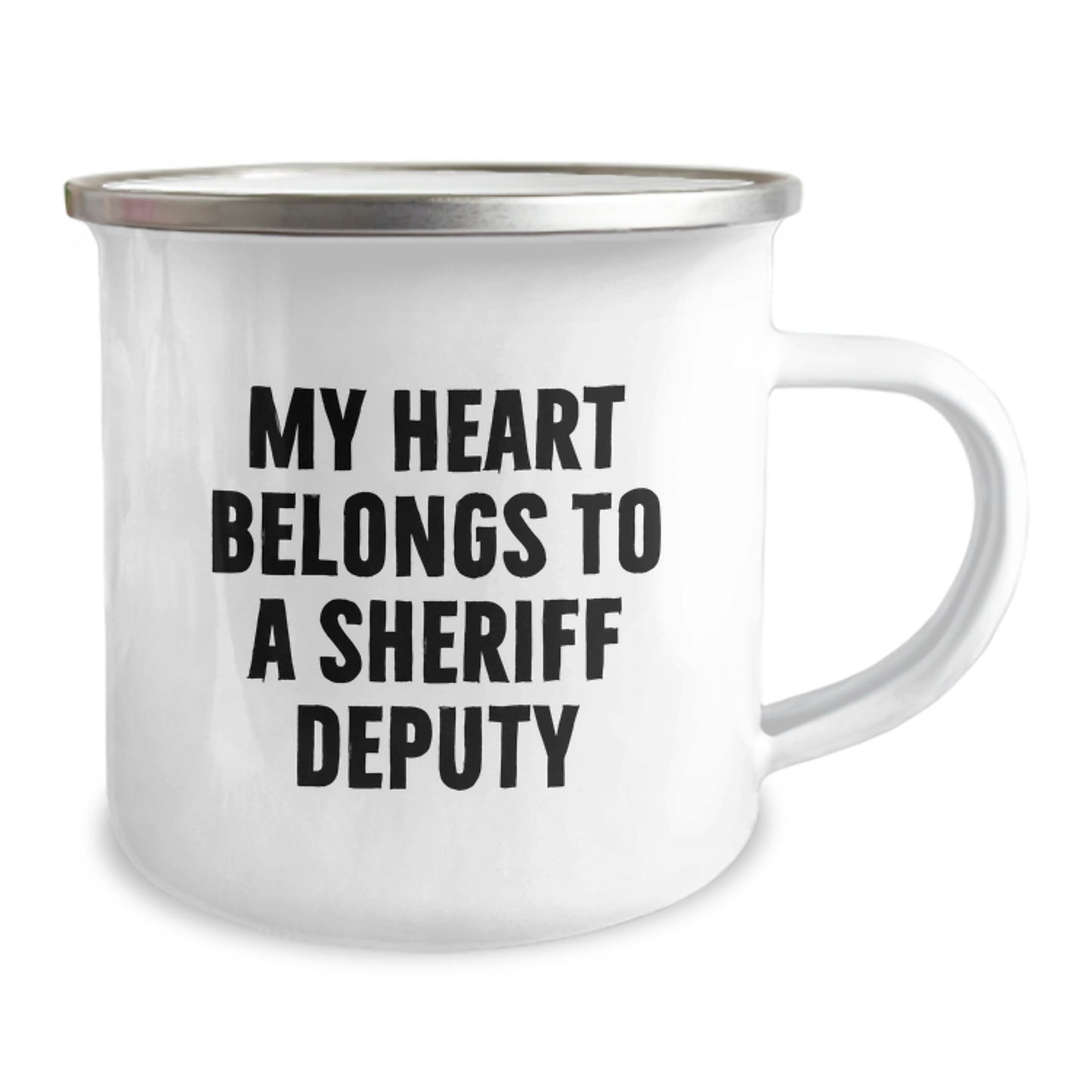 Funny Sheriff Deputy Gifts, My Heart Belongs To A Sheriff Deputy, Camping Mug for Graduation - Gifts from Family to Sheriff Deputy - Image 2