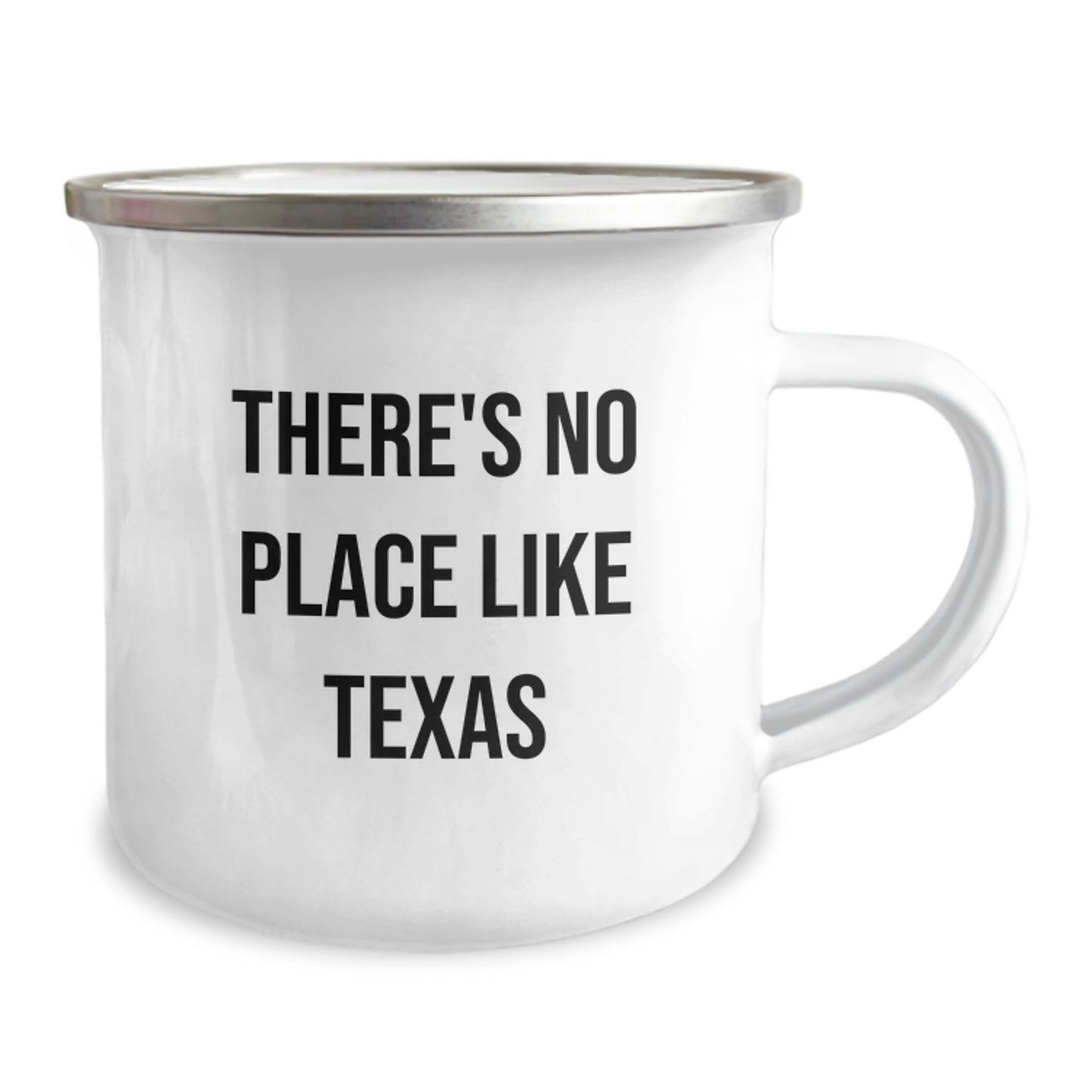 Funny Texas Camping Mug Gifts from Friends for Texas Graduation, 'There's No Place Like Texas' Quote on 12 oz Stainless Steel with Enamel Finish - Image 2