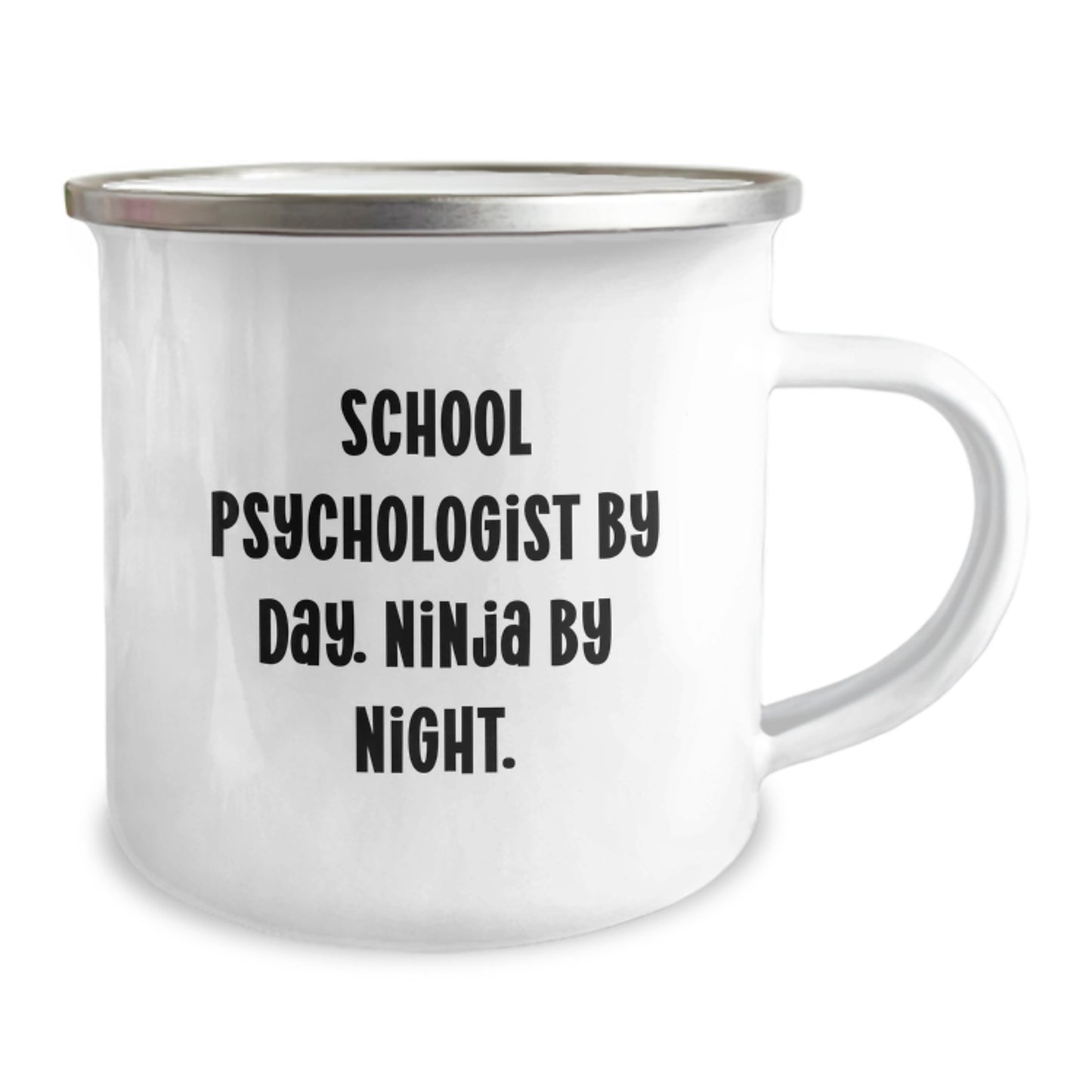 Funny School Psychologist Gifts from Friends - Camping Mug for Graduation 'School Psychologist By Day. Ninja By Night.' - Image 2