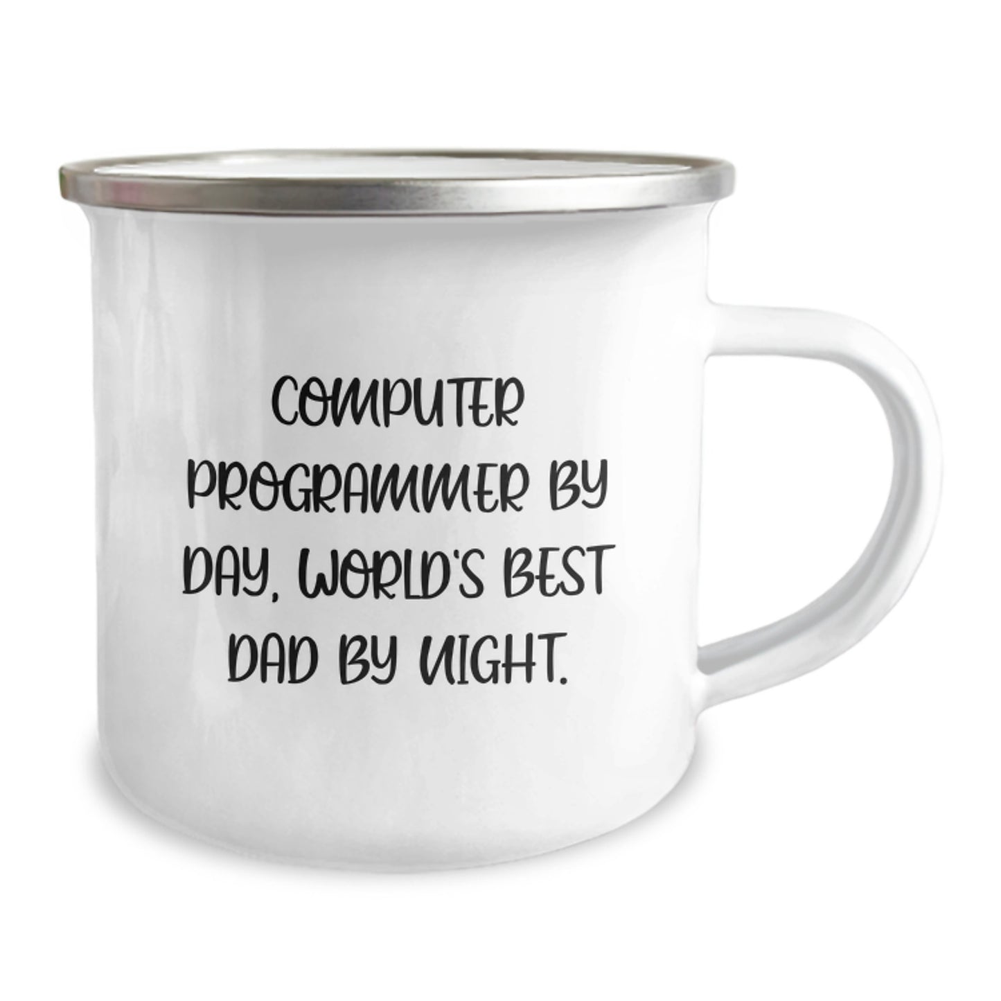 Computer Programmer Mugs, Funny Gifts from Dad to Computer Programmer, Camping Mug for Graduation, 'Computer Programmer By Day, World's Best Dad By Night.' - Image 2