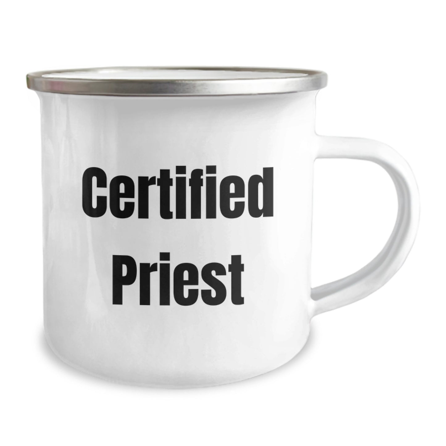 Funny Priest Gifts for Men Camping Mug, Birthday Unique Gifts from Friends, Camping Mug for Priest, 'Happily Sacrificed in the Wilderness' - Image 2