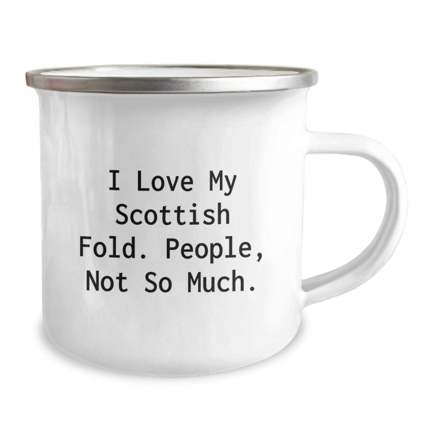Gifts from Friends to Scottish Fold Cat Lovers, 'I Love My Scottish Fold. People, Not So Much.' Funny Camping Mug for Graduation - Image 2