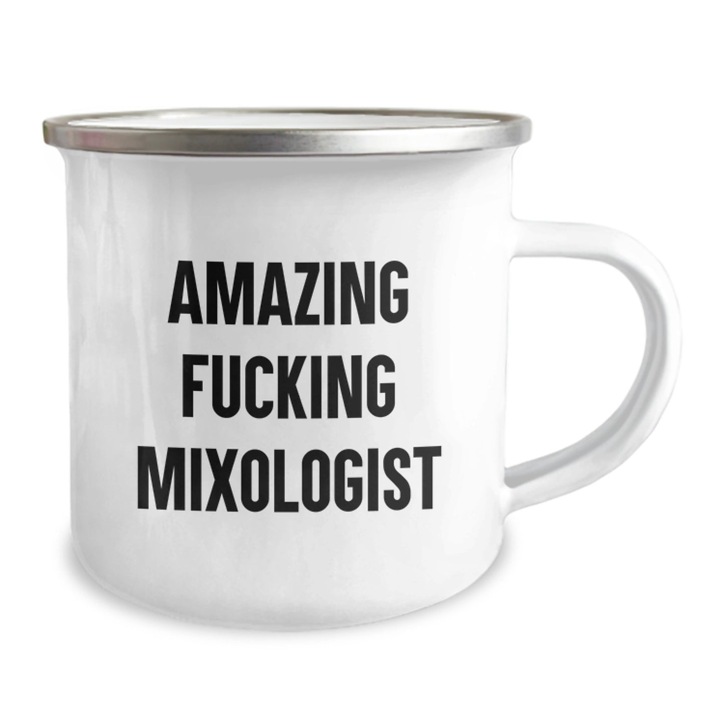 Funny Mixologist Gifts, 'Amazing F--king Mixologist' Quote, 12 oz Camping Mug for Graduation, Gifts from Friends to Mixologist - Image 2