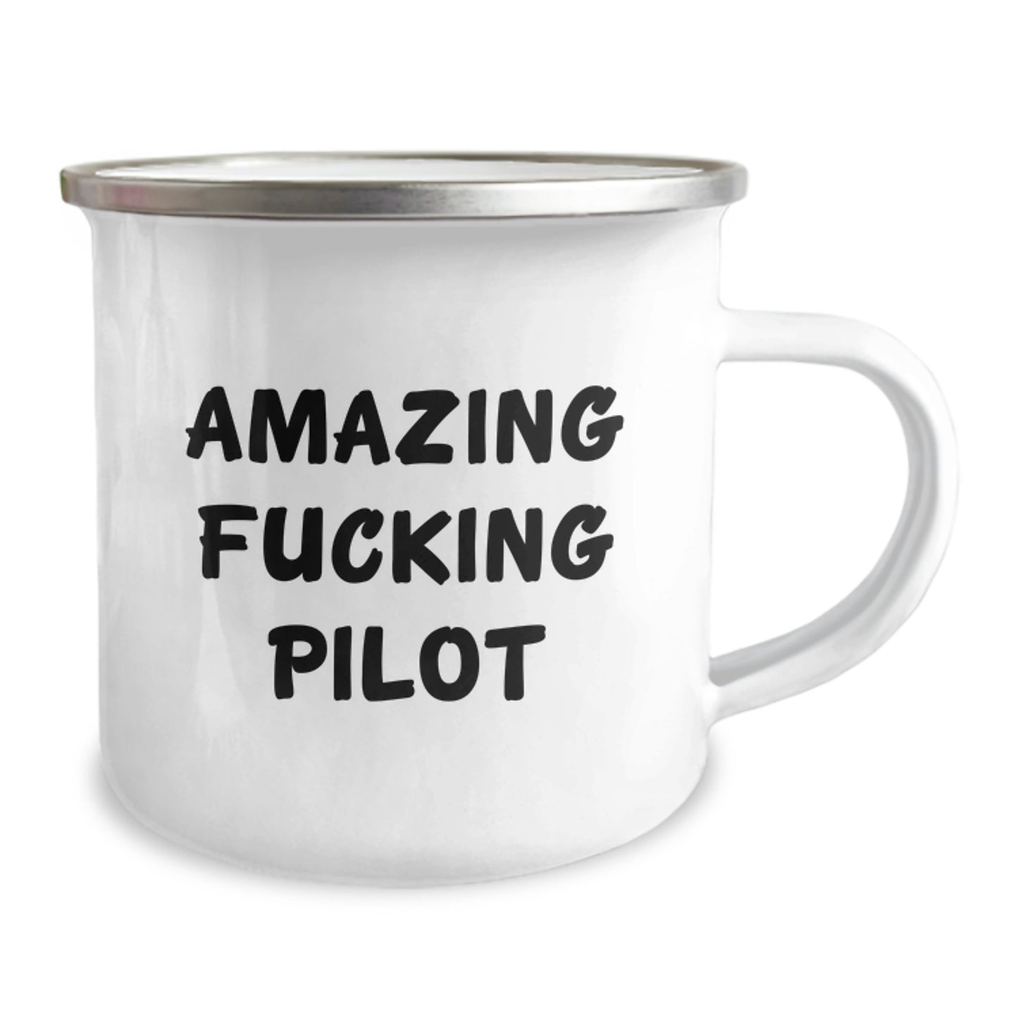 Funny Pilot Gifts from Friends for Graduation - Amazing Camping Mug, 12 oz Stainless Steel with Enamel Finish, Quote 'Amazing F--king Pilot' for Men, Women, or Coworkers - Image 2