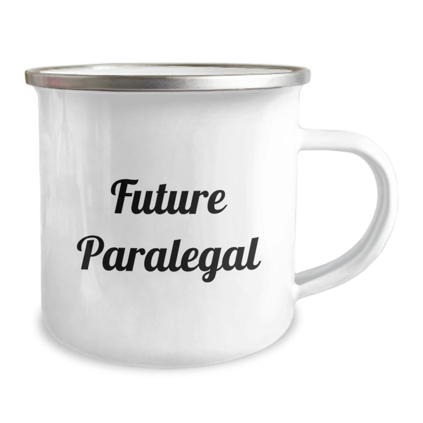 Funny Future Paralegal Birthday Unique Gifts from Friends or Family, Camping Mug for Paralegal Studying, 'Future Paralegal' Quote, 12 oz Stainless Steel with Enamel Finish - Image 2