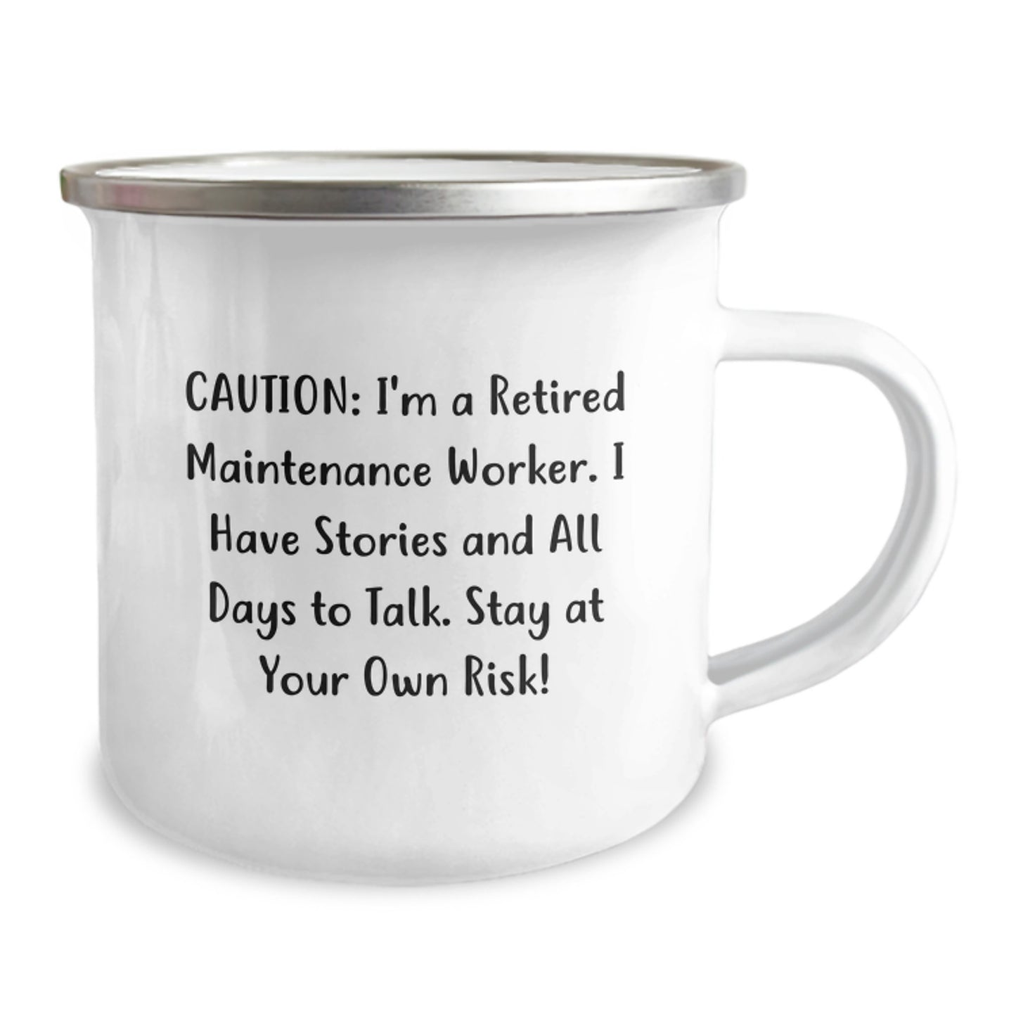 Maintenance Worker Birthday Unique Gifts from Friends - Funny Camping Mug, 'Caution: I'm A Retired Maintenance Worker...' - Image 2