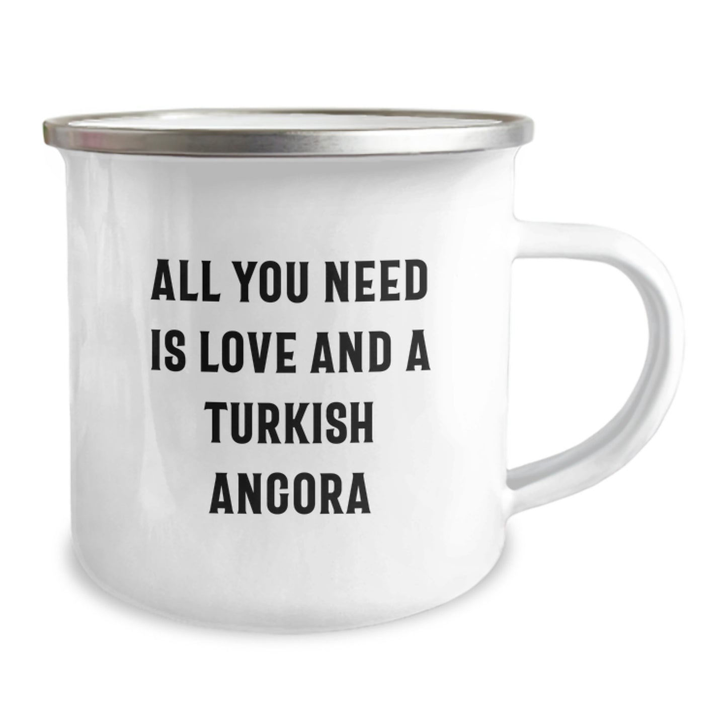 Turkish Angora Cat Lovers Gifts from Men, Birthday Unique Presents for Women, Camping Mug with Quote 'All You Need Is Love And A Turkish Angora' - Image 2