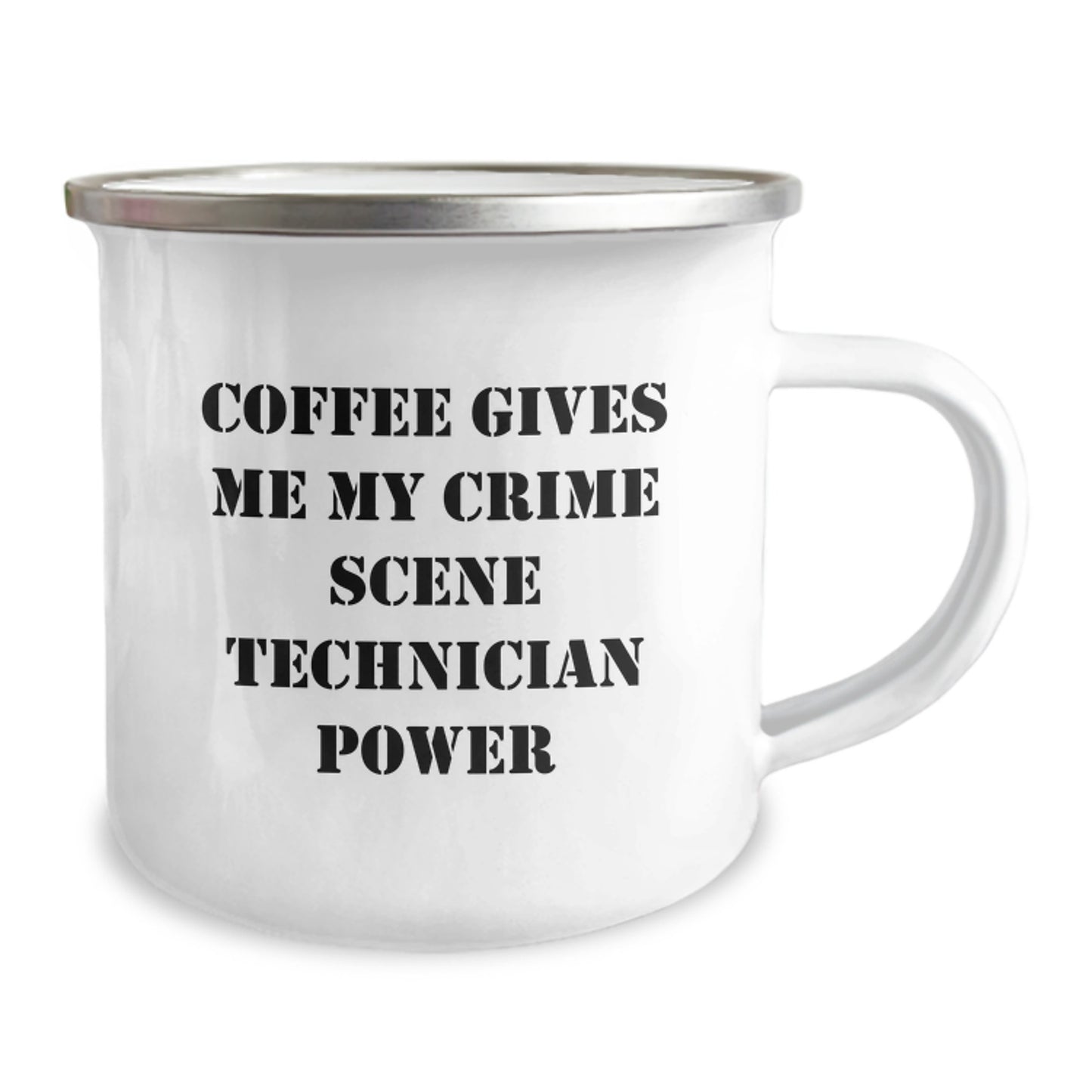 Funny Crime Scene Technician Gifts from Friends - Coffee Gives Me Power - 12 oz Camping Mug for Birthday - Image 2