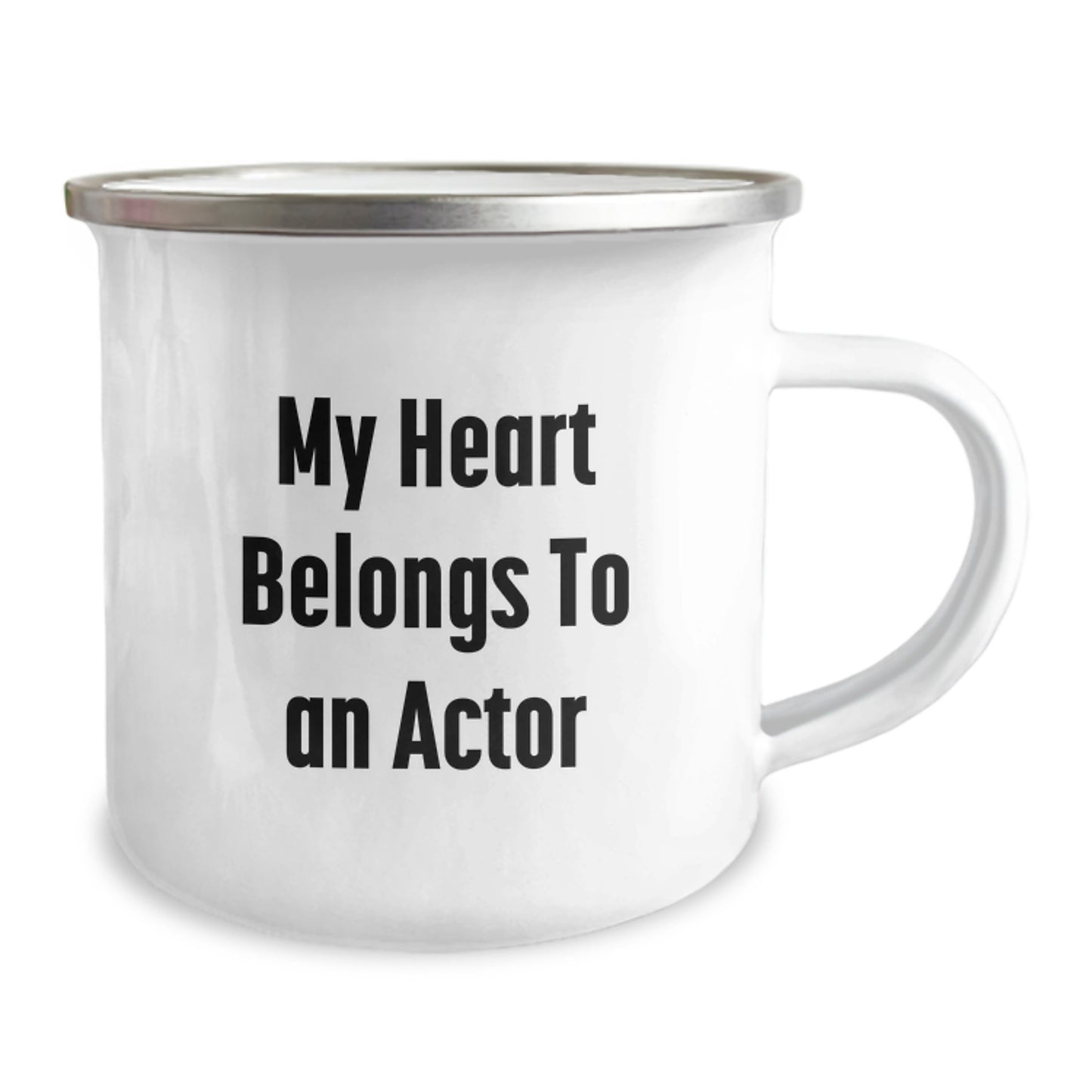 Funny Actor Gifts from Friends - My Heart Belongs To An Actor Camping Mug for Birthday, Perfect for Actor Lovers, Unique Gifts for Him or Her - Image 2