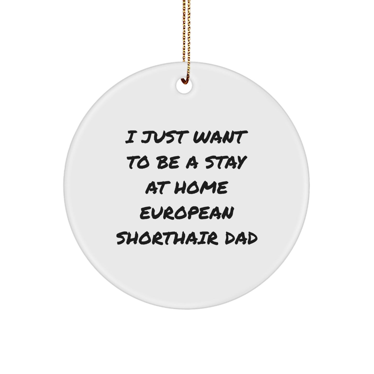 European Shorthair Cat Dad's Funny Christmas Unique Gift, 'I Just Want To Be A Stay At Home European Shorthair Dad' Circle Ornament Gifts from Family to Friends - Image 1