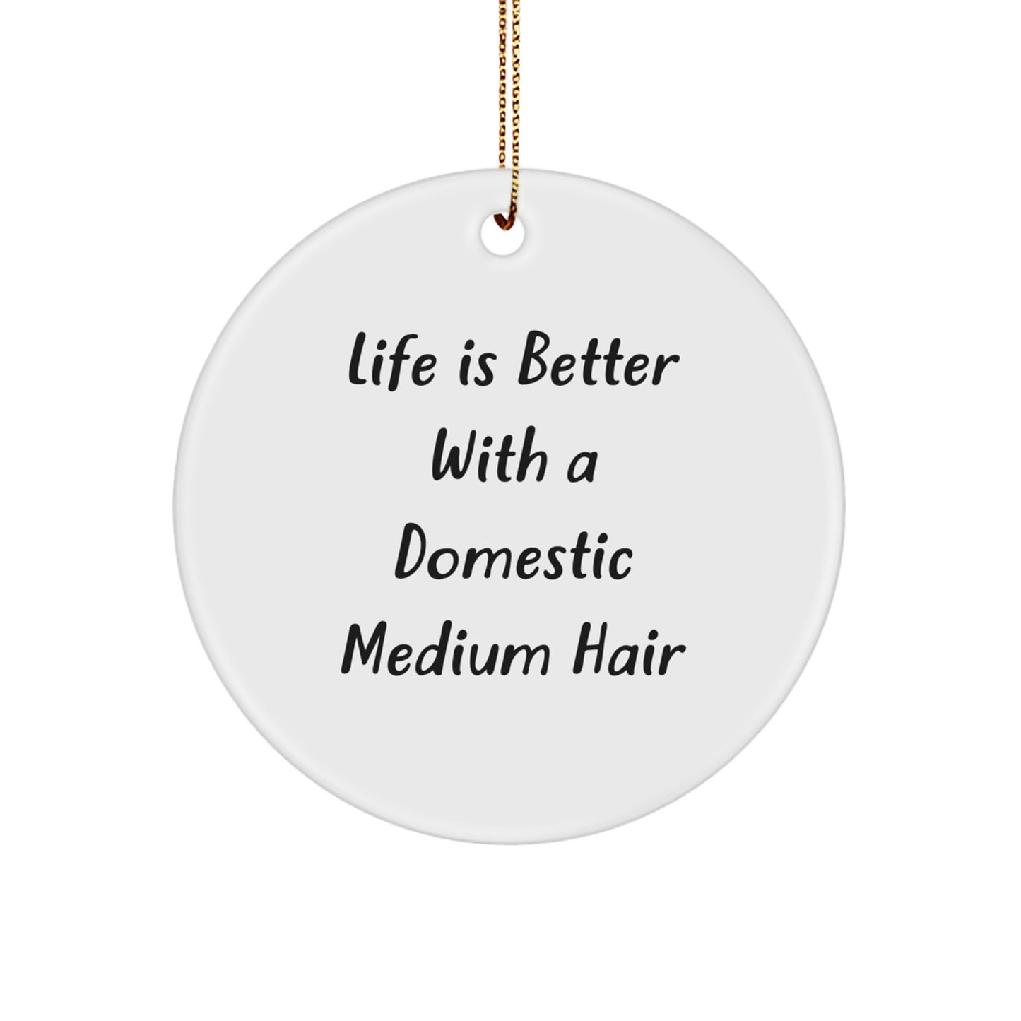 Domestic Medium Hair Gifts from Family - Life Is Better With A Domestic Medium Hair Circle Ornament for Christmas - Image 1