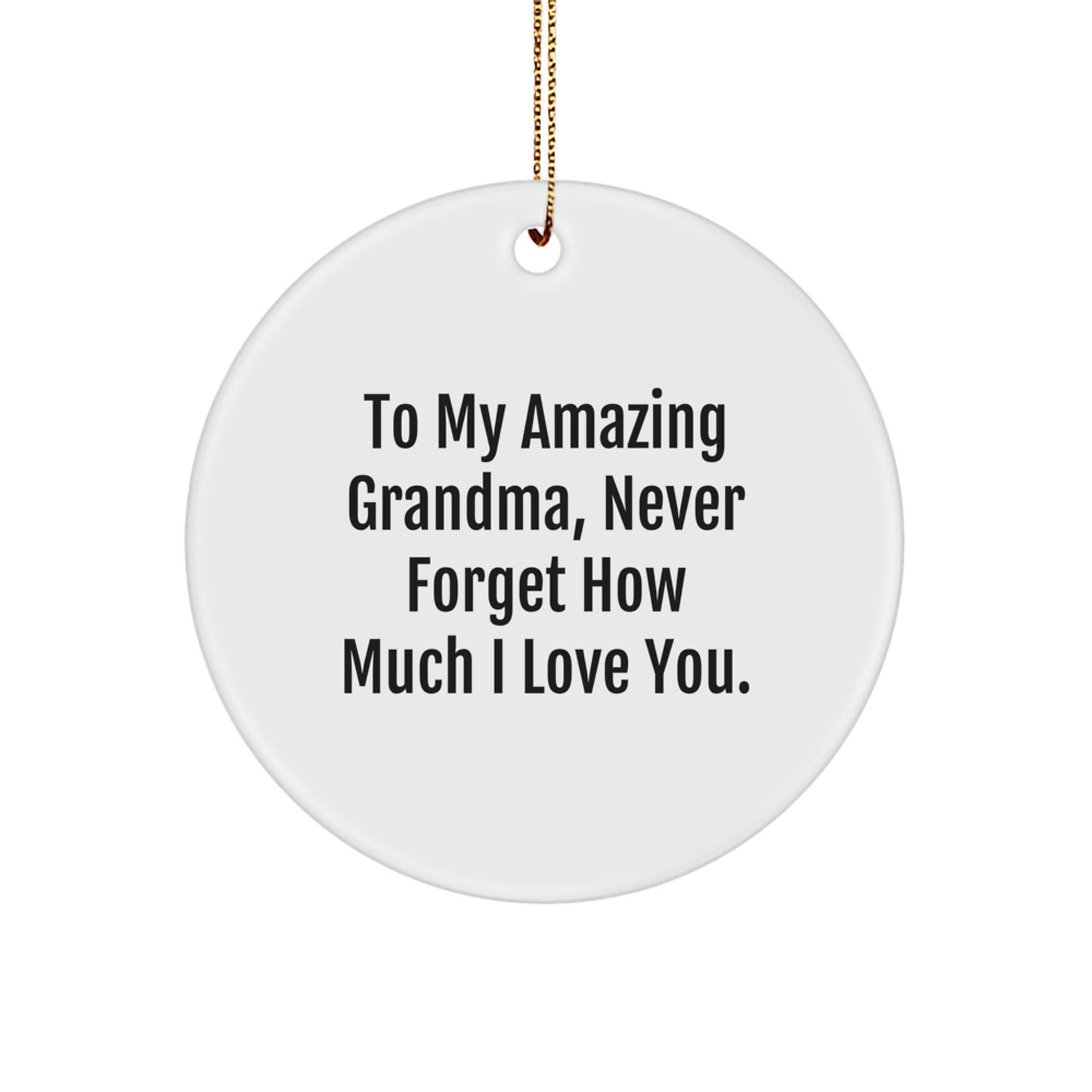 Gifts from Family, To My Amazing Grandma, Circle Ornament for Grandma's Birthday, Christmas Unique Gift for Grandma, 'Never Forget How Much I Love You' - Image 1