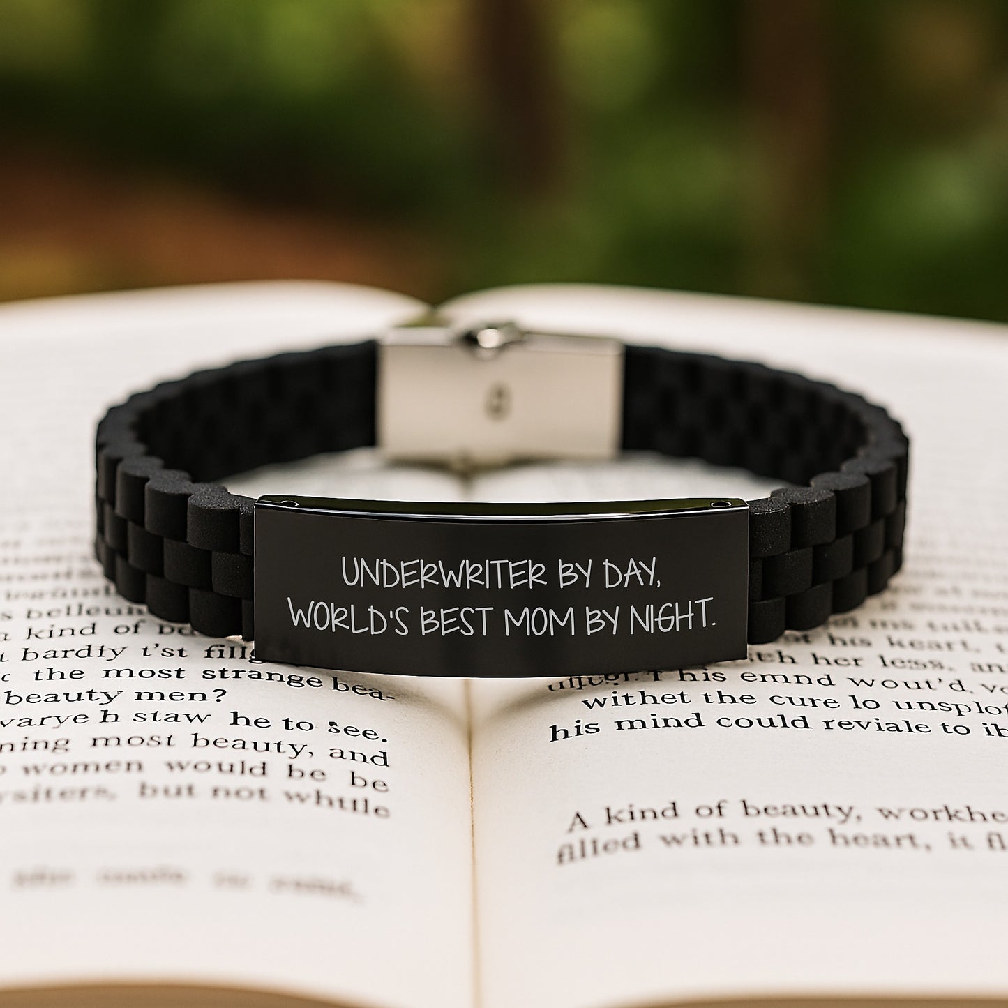 Funny Underwriter Gifts from Men to Underwriter, Glide lock Clasp Bracelet, Graduation Unique Gifts by Day, World's Best Mom By Night. - Image 2