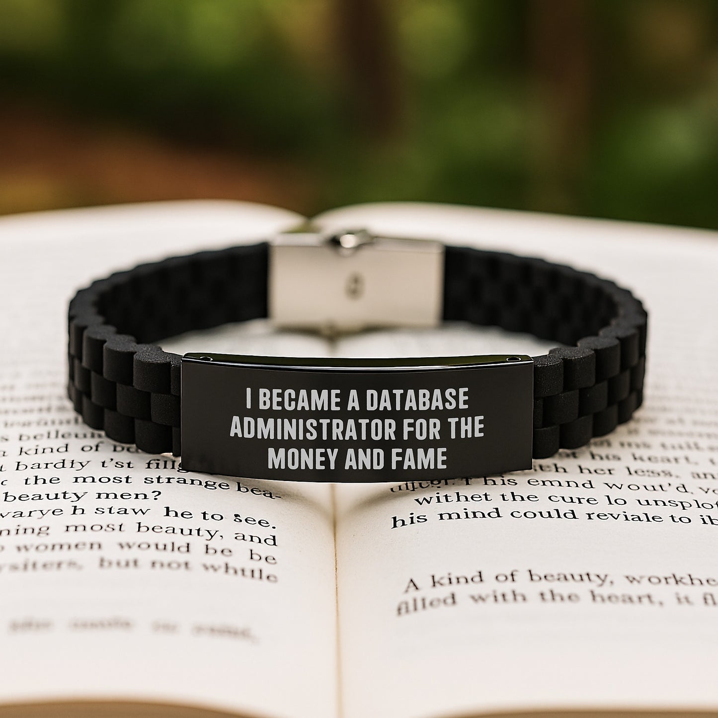 Database Administrator Gifts, Funny Quote, Adjustable Glide lock Clasp Black Stainless Steel Silicone Bracelet for Him, Gifts from Men to Friends, Perfect Graduation Unique Gifts - Image 2