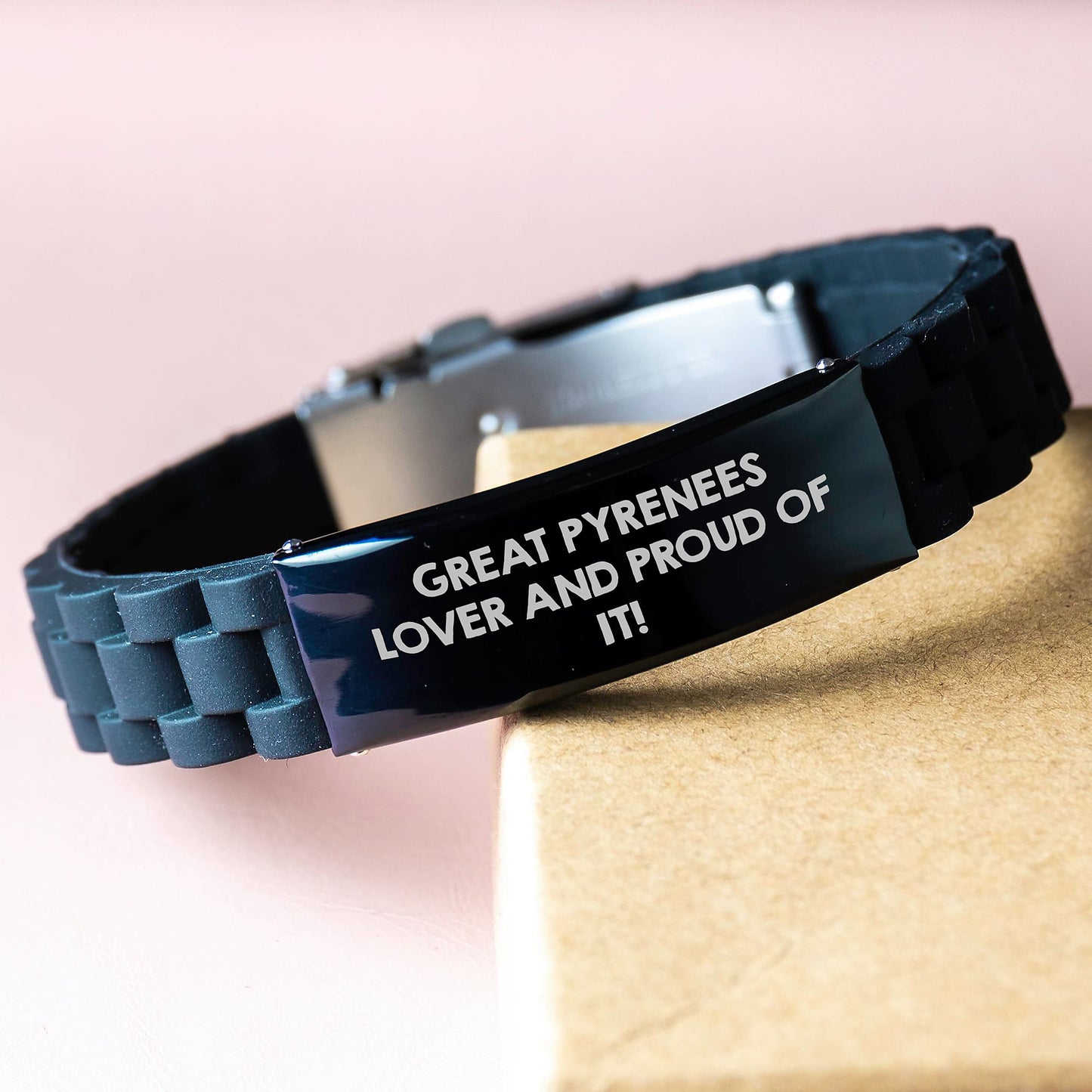 Great Pyrenees Dog Lover Gifts from Friends for Birthday Unique Gift - Glide lock Clasp Bracelet, Quote: 'Great Pyrenees Lover And Proud Of It!' - Image 3