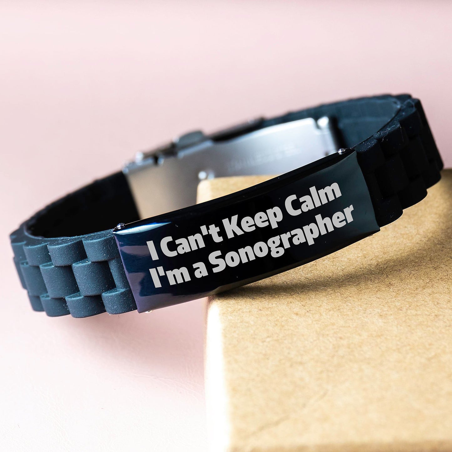 Funny Sonographer Gifts from Friends for Graduation Unique Gifts 'I Can't Keep Calm I'm A Sonographer' Glide lock Clasp Bracelet - Image 3