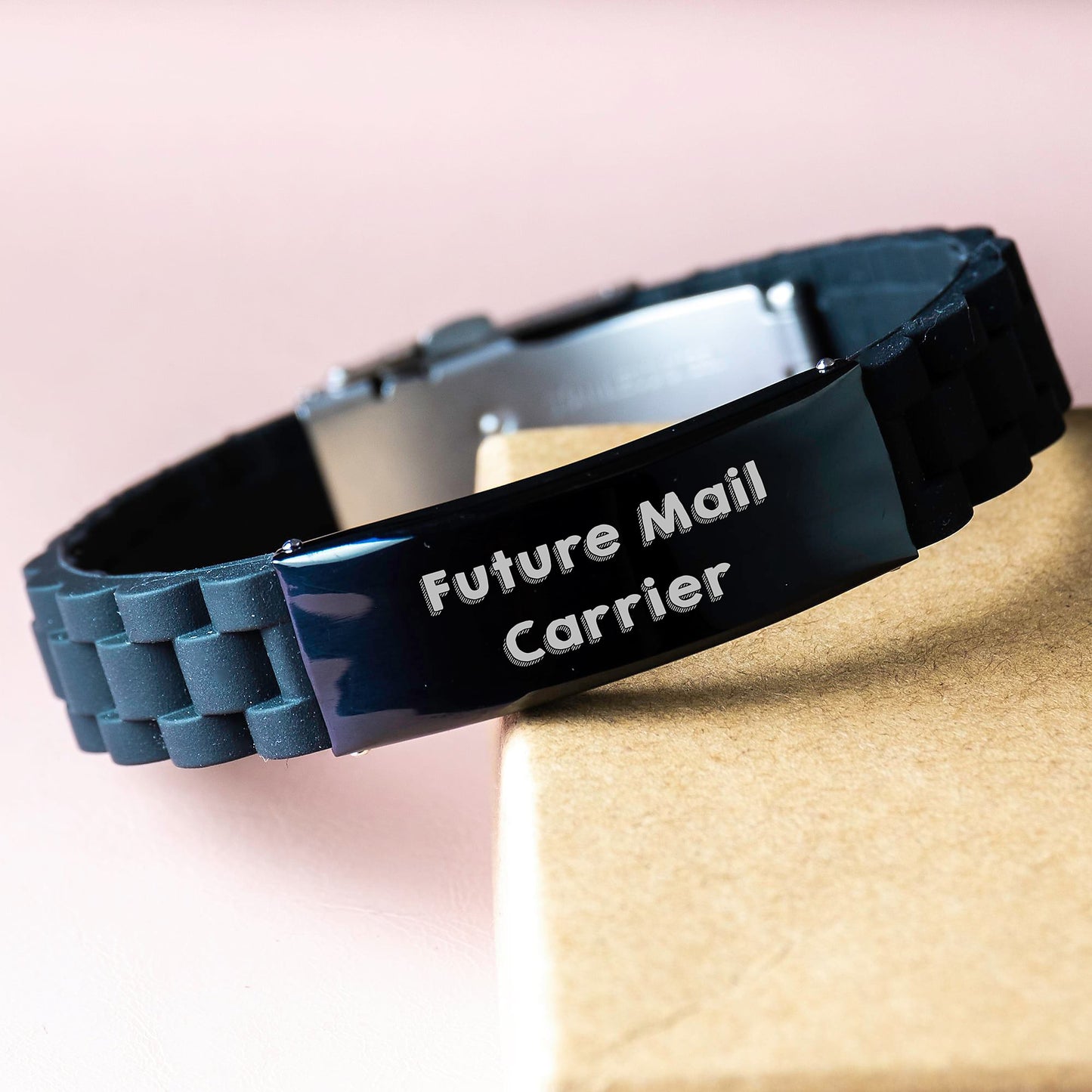 Funny Quote Mail Carrier Gifts, Adjustable Glide lock Clasp Birthday Present for Future Mail Carrier, 'You're the Mail Carrier of My Dreams' Silicone and Stainless Steel Black Clasp - Image 3