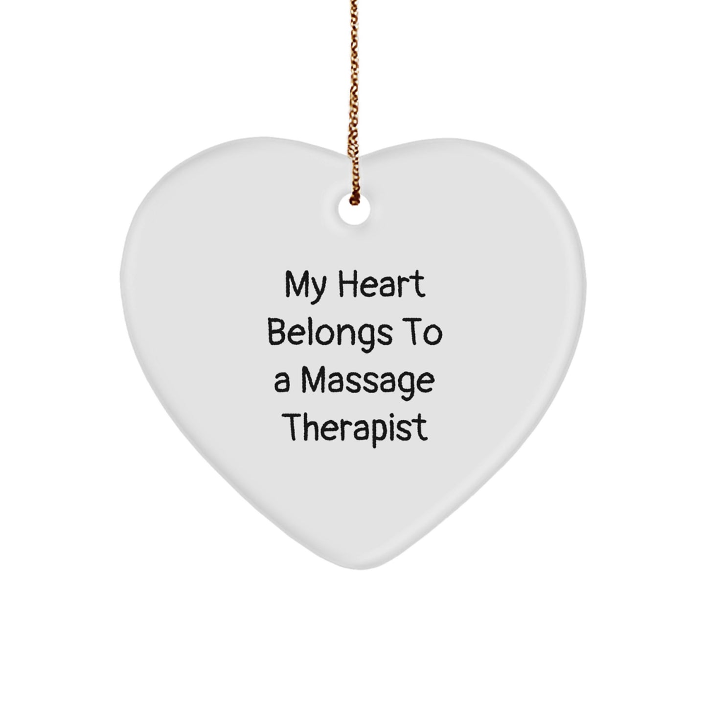 Massage Therapist Gifts from Heart to Heart - 'My Heart Belongs To A Massage Therapist' Heart Ornament for Christmas - Image 1