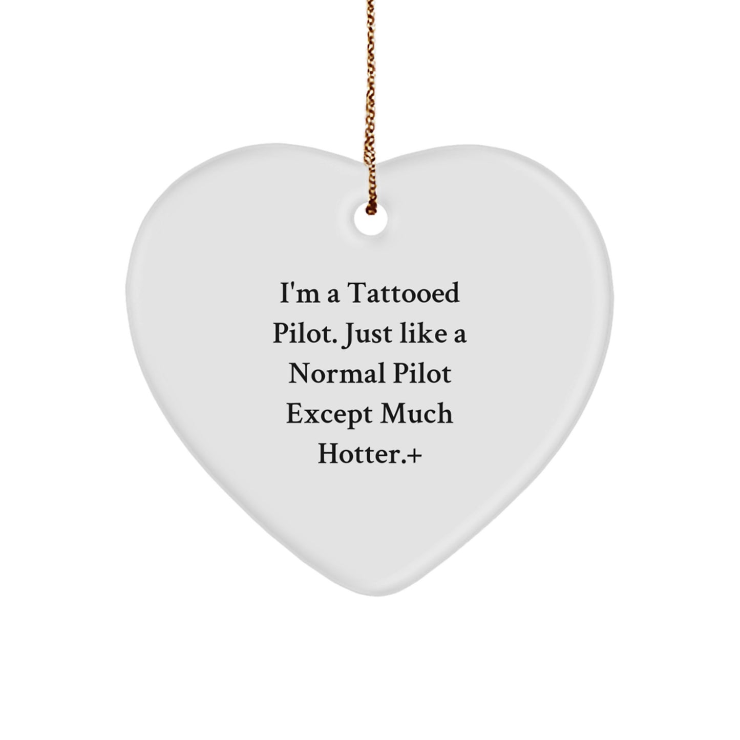 Pilot Gifts for Men - Funny Tattooed Pilot Heart Ornament, Christmas Unique Gifts from Friends to Family - Image 1