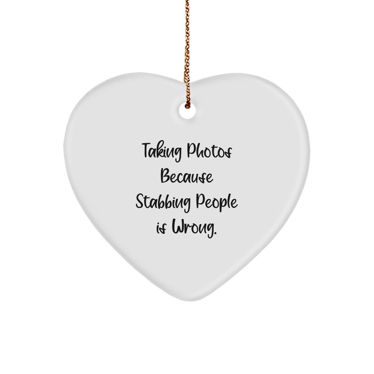 Taking Photos Heart Ornament Gifts from Family - Funny White Heart Shaped MDF with Sublimation Print - Christmas Unique Taking Photos Gifts for Men - Image 1