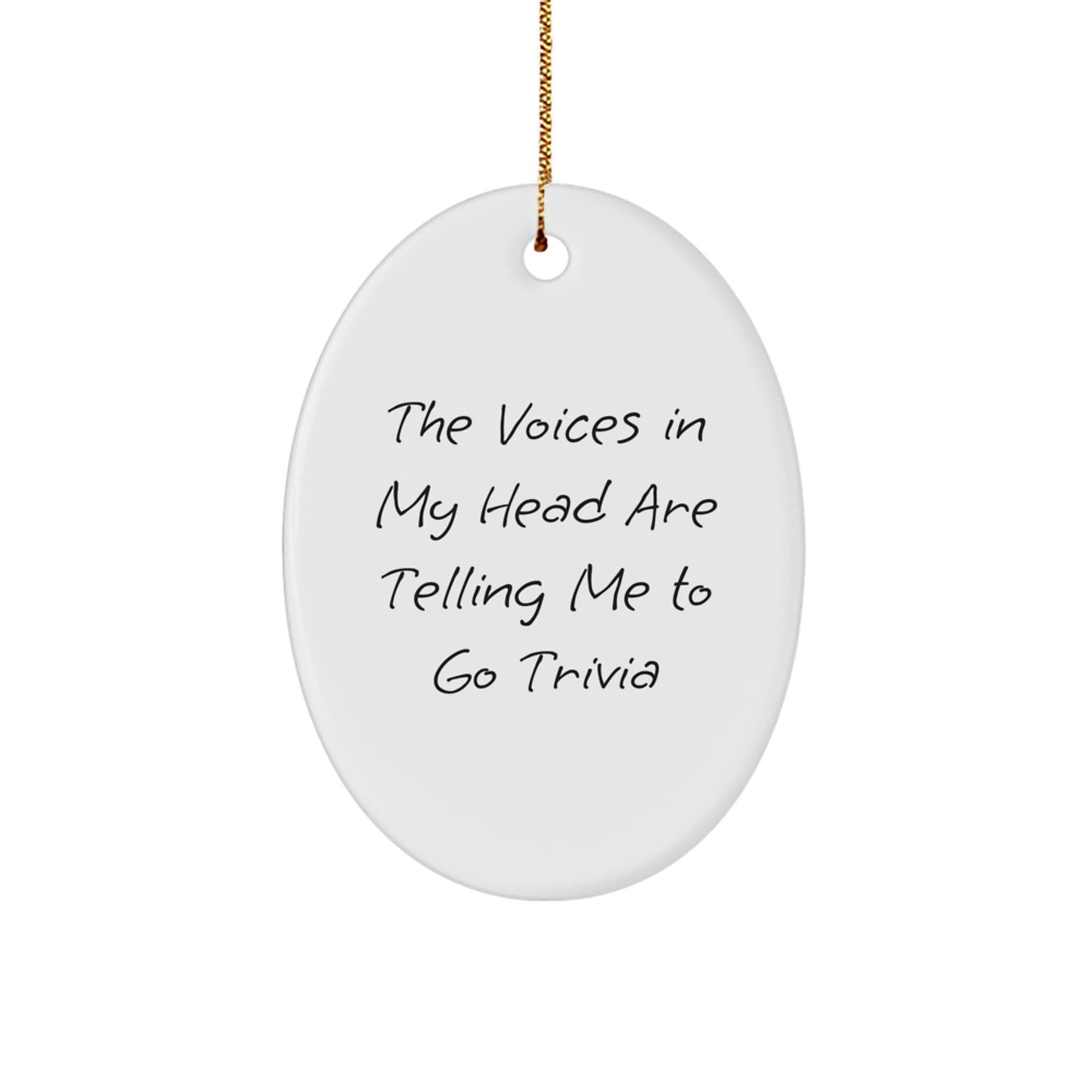 Trivia Fun Gifts from Friends, Oval Ornament for Trivia Night, Funny Quote, Christmas Trivia Gifts for Men, Women, Family, Friends - Image 1