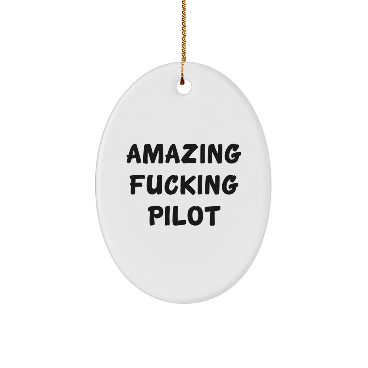 Funny Pilot Christmas Oval Ornament Gifts for Men from Amazing fucking Pilot Friends and Family - Image 1
