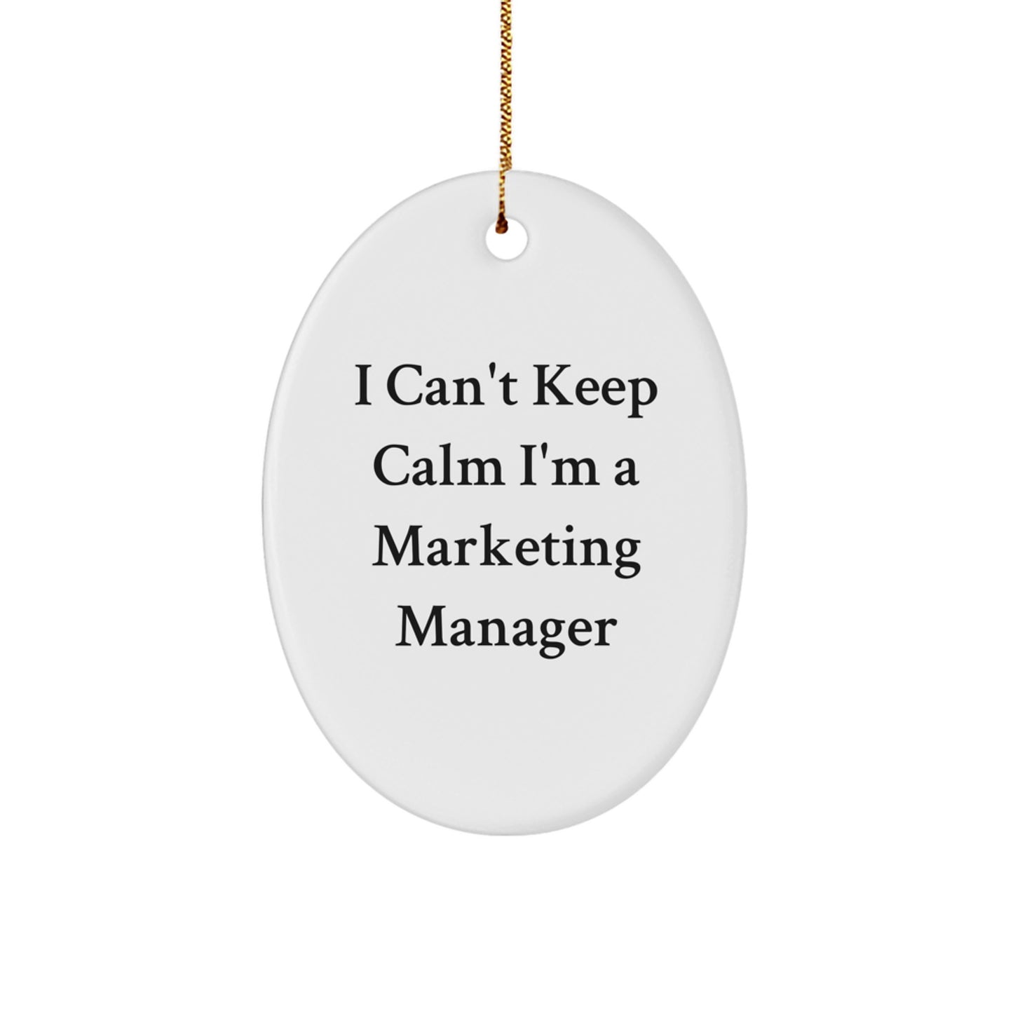 Funny Marketing Manager Oval Ornament Gifts for Men from I Can't Keep Calm to My Awesome Colleagues at Christmas - Image 1