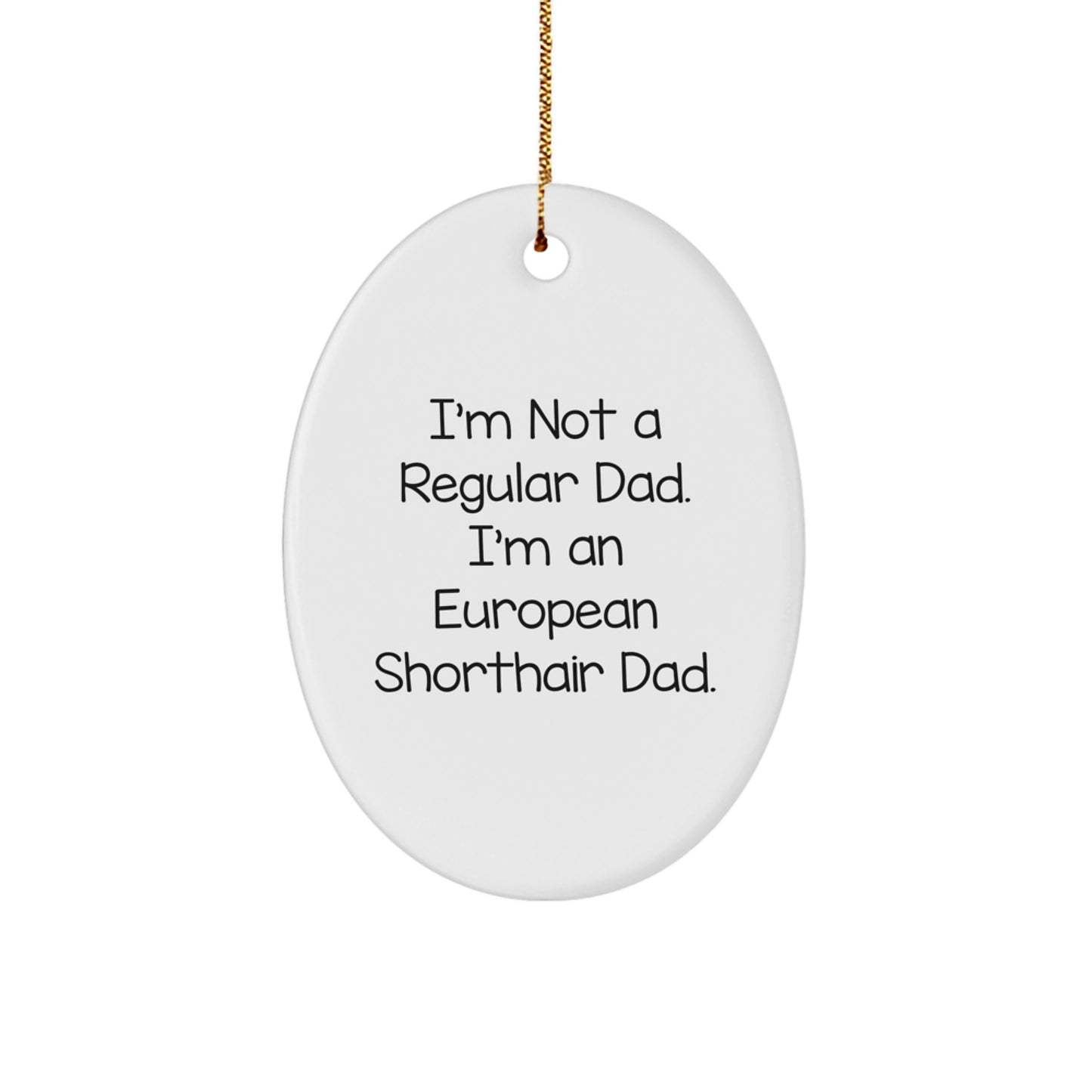 Funny European Shorthair Cat Dad Christmas Oval Ornament Gifts from Men to Family - Image 1