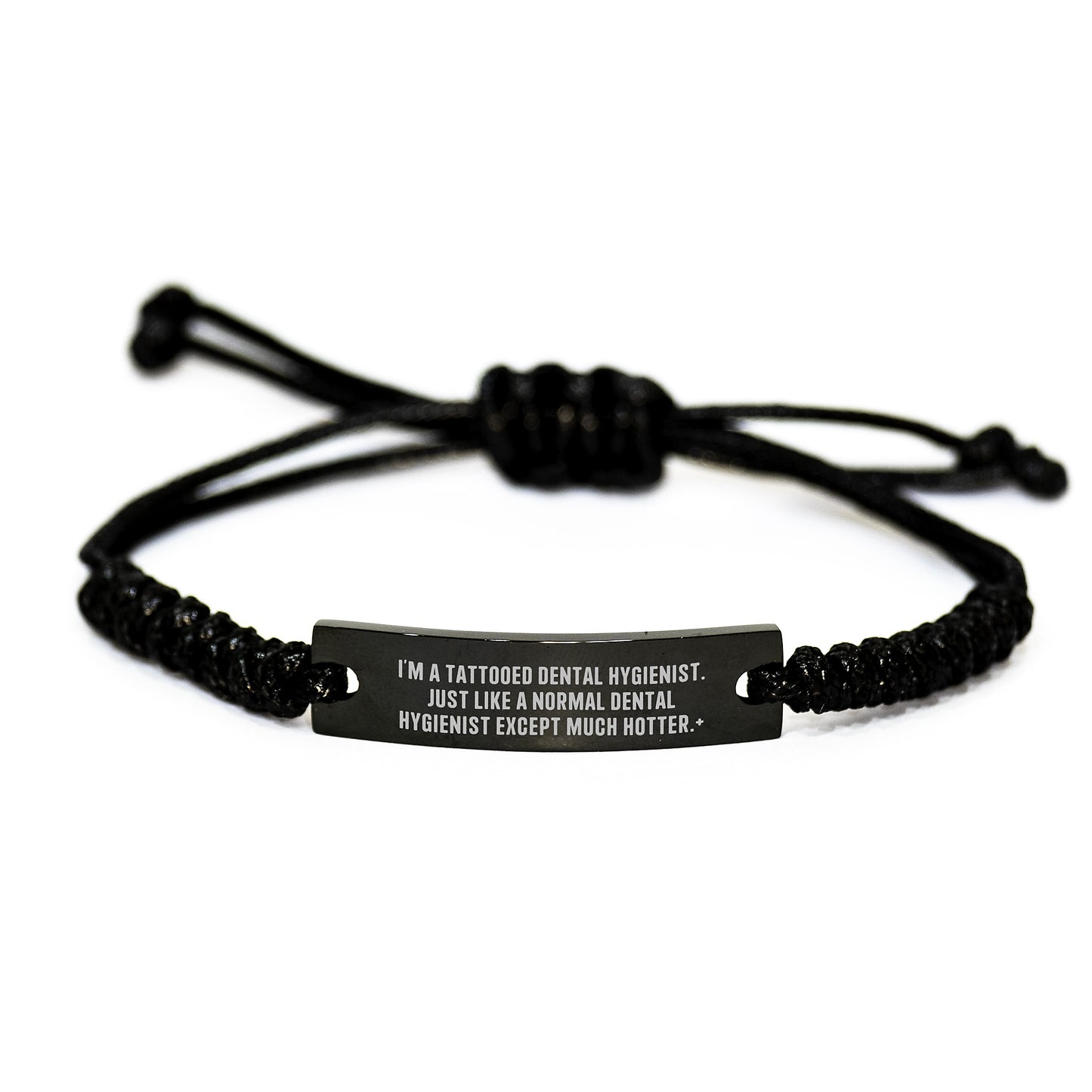 Funny Dental Hygienist Gifts, Rope Bracelet for Women, Gifts from Women to Coworkers, Inspirational Quote 'I'm A Tattooed Dental Hygienist...' - Image 1