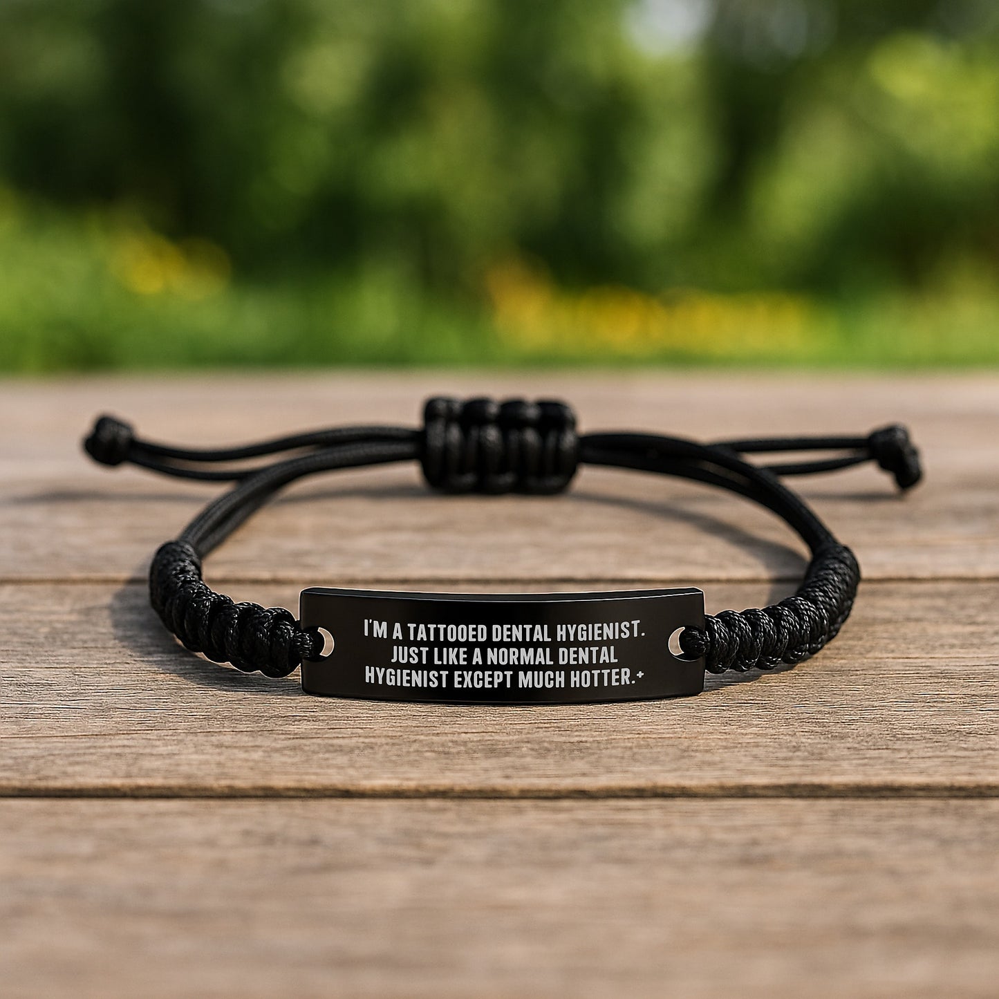 Funny Dental Hygienist Gifts, Rope Bracelet for Women, Gifts from Women to Coworkers, Inspirational Quote 'I'm A Tattooed Dental Hygienist...' - Image 2