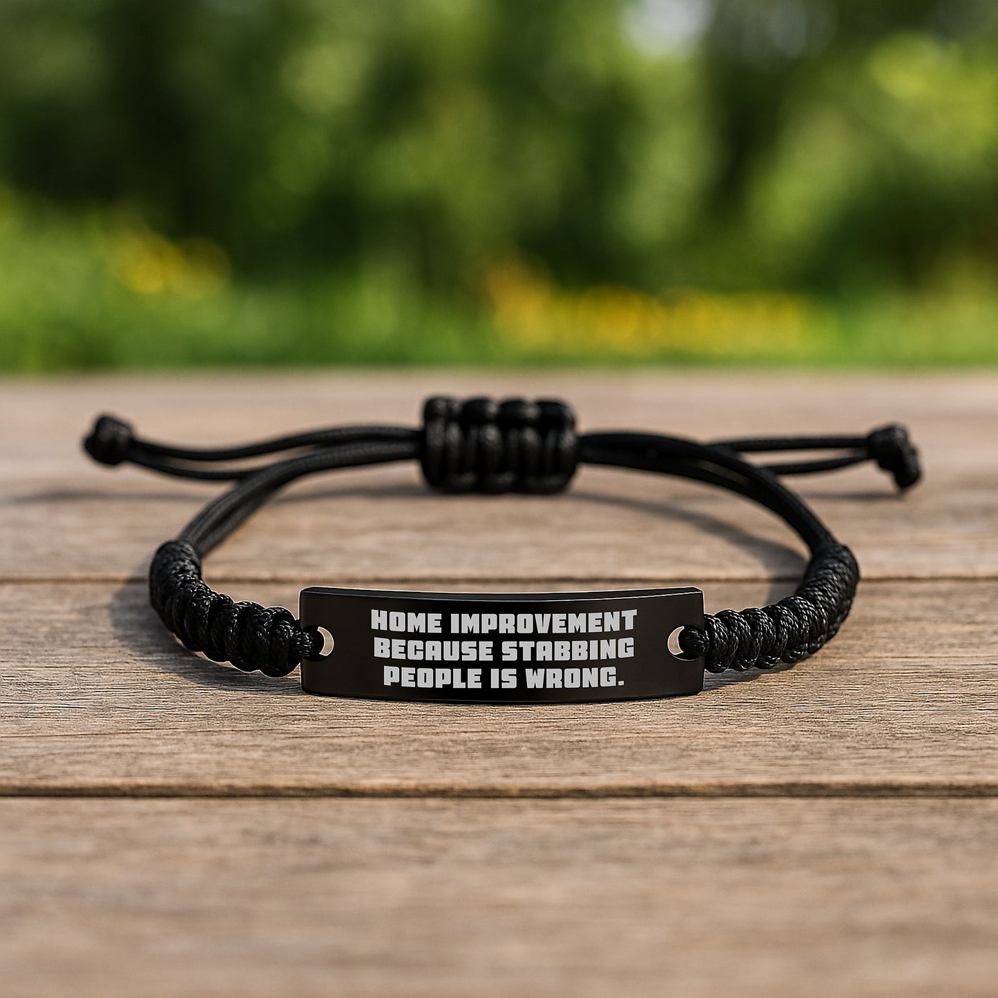 Home Improvement Rope Bracelet, Funny Quote Gift for Friends, Adjustable Black Stainless Steel, Graduation Unique Gifts from Men, Women, Coworkers - Image 2