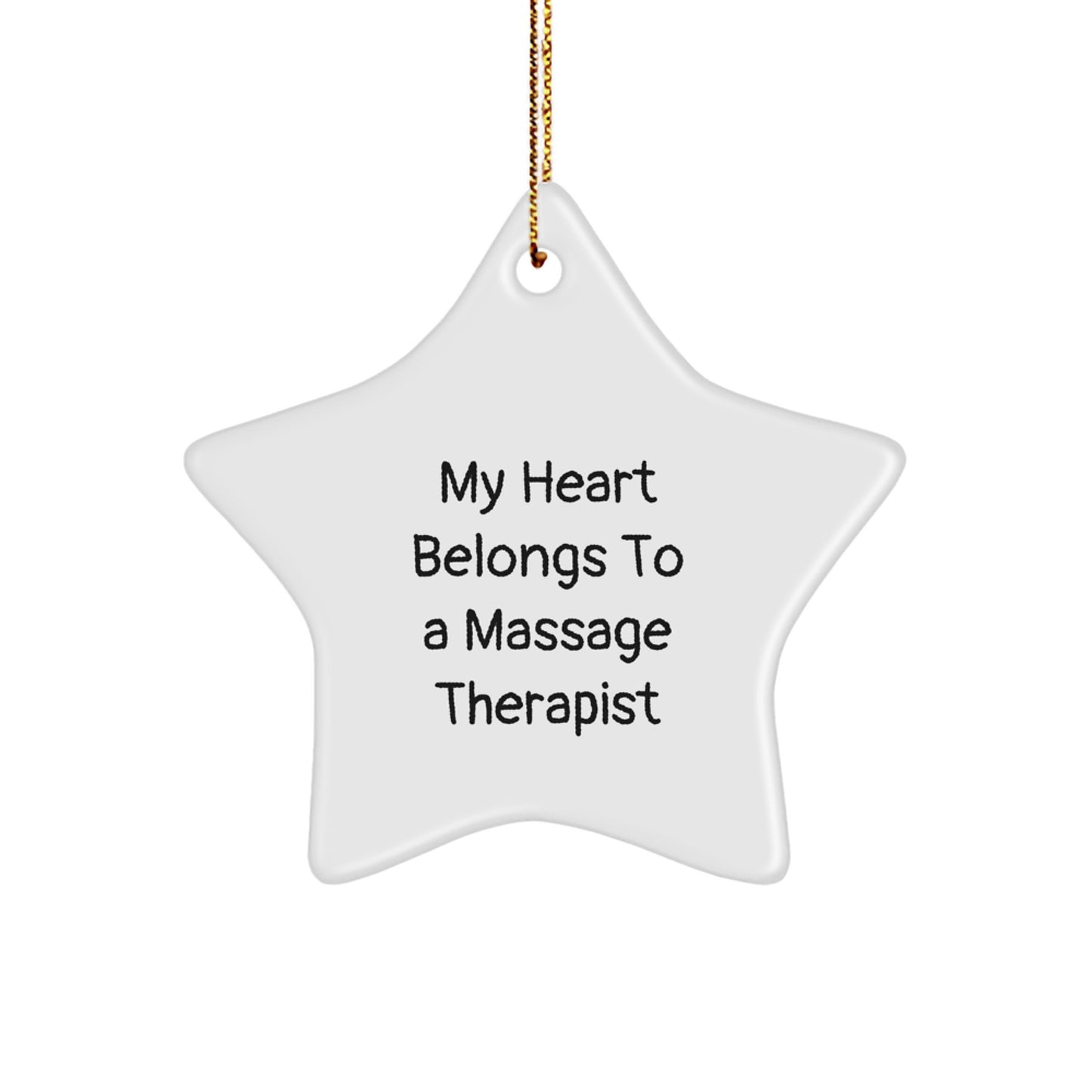 Funny Massage Therapist Gifts from Friends for My Heart Belongs To A Massage Therapist Star Ornament Christmas - Image 1