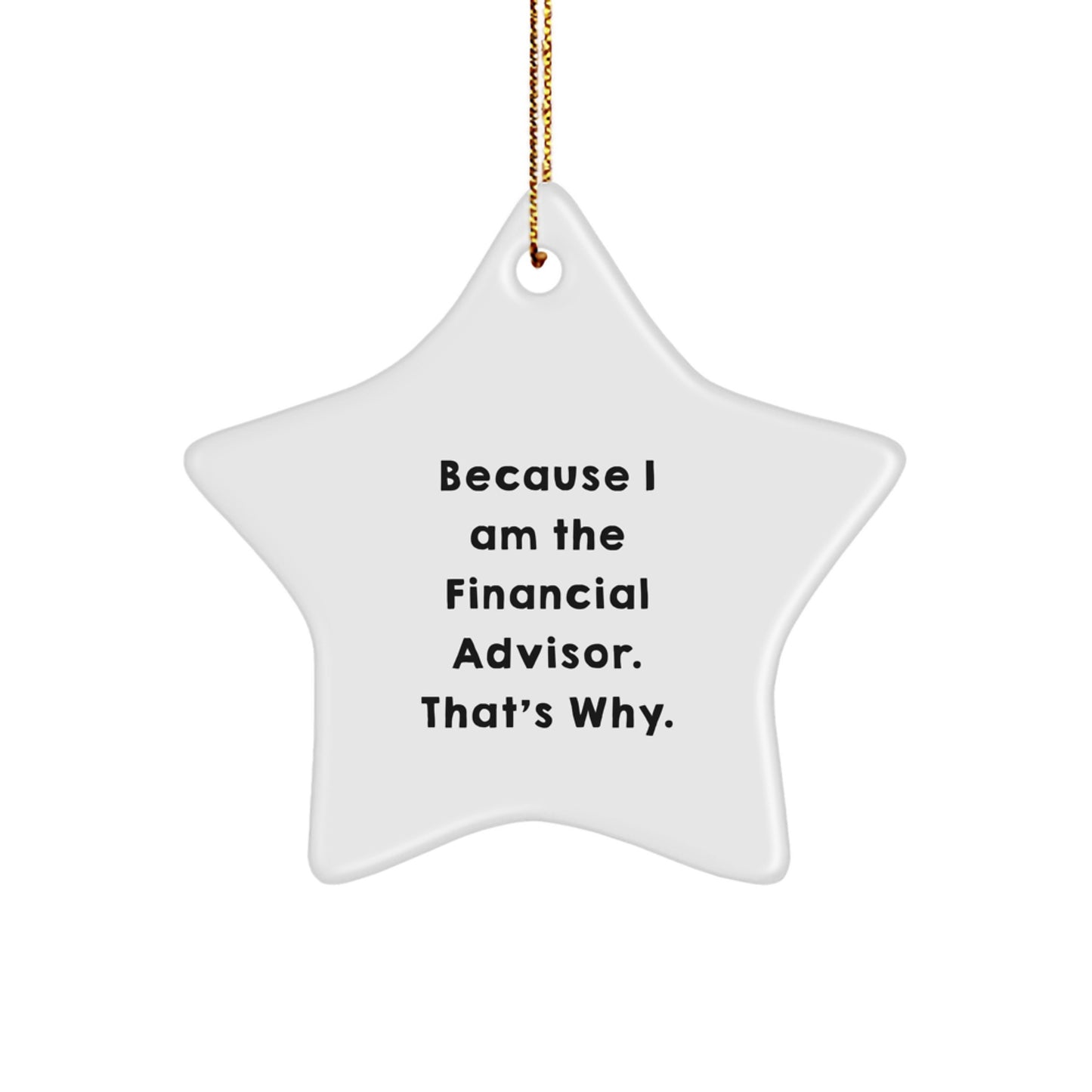 Financial Advisor Gifts from Friends, 'Because I Am The Financial Advisor. That's Why.' Star Ornament for Christmas, Gifts for Financial Advisor - Image 1