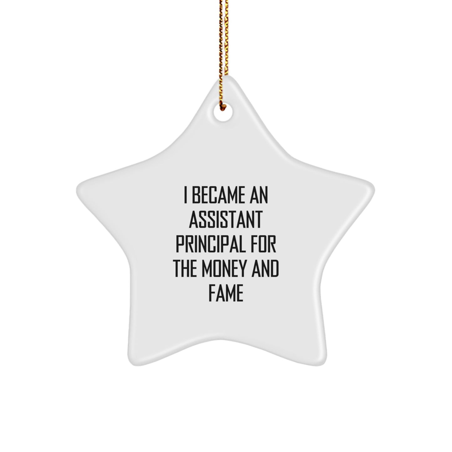Funny Assistant Principal Gifts from Friends for Christmas Unique Star Ornaments with I Became An Assistant Principal For The Money And Fame Quote - Image 1