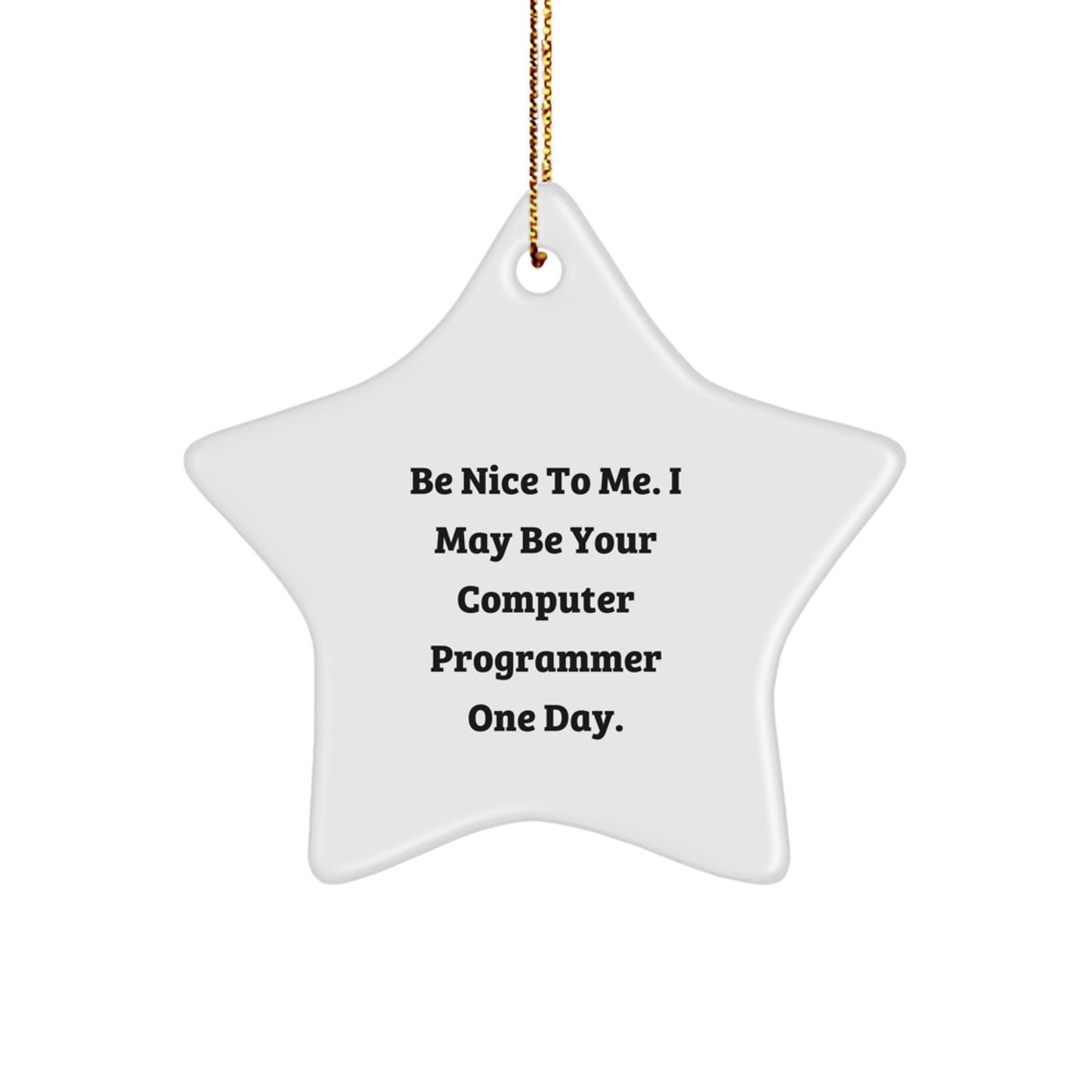 Computer Programmer Star Ornament, Funny Quote, Christmas Unique Gifts for Men, 'Be Nice To Me. I May Be Your Computer Programmer One Day.', Gifts from Friends to Computer Programmer - Image 1