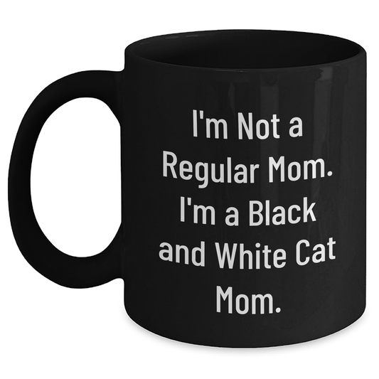 Funny Black and White Cat Mom Graduation Gifts from Family to Friends - Black Coffee Mug - Main