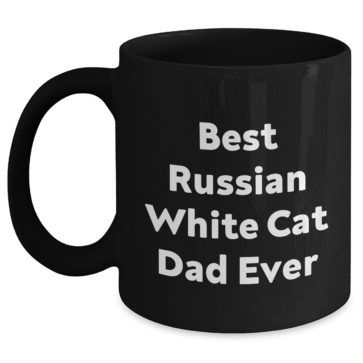 Funny Russian White Cat Dad Ever Gifts for Men from Family - Black Coffee Mug - Main
