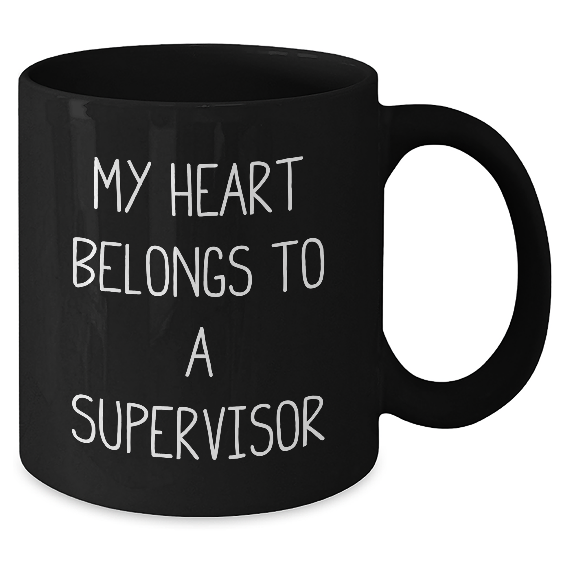 Funny Supervisor Gifts from Friends Black Coffee Mug 'My Heart Belongs To A Supervisor' for Graduation Unique Gifts - Additional