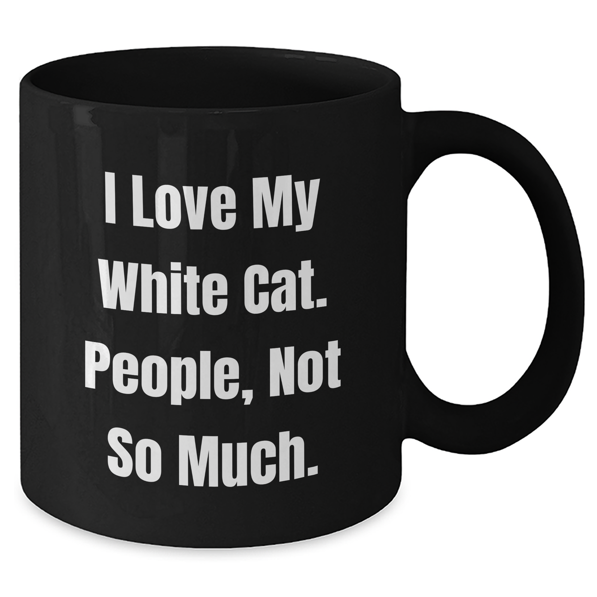White Cat Lover's Humorous Mug, Funny Gift for Friends, 'I Love My White Cat. People, Not So Much.' Black Coffee Mug, Gifts from Family, for White Cat Enthusiasts, Graduation Unique Gifts - Additional