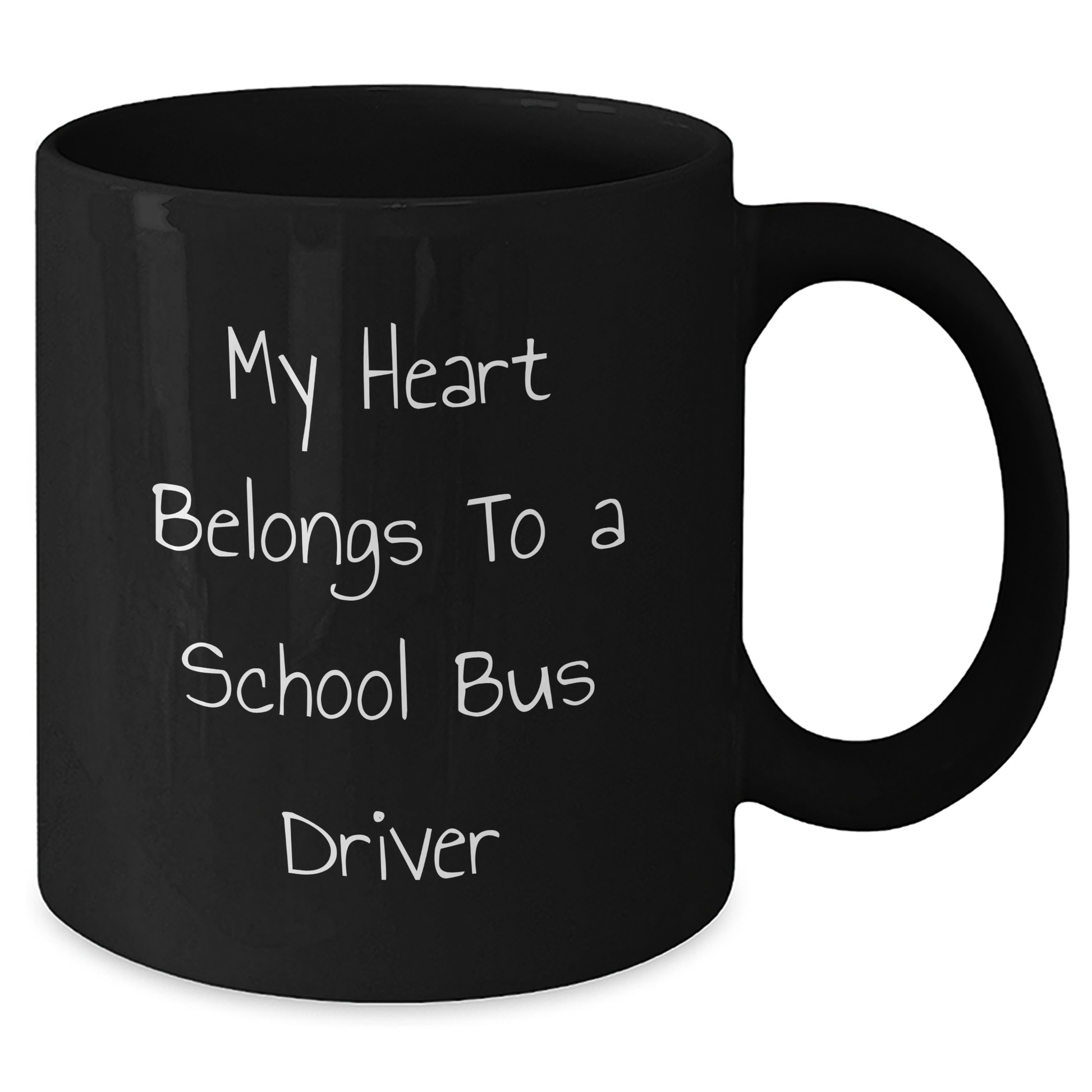 Funny School Bus Driver Gifts, My Heart Belongs To A School Bus Driver Black Coffee Mug, Graduation Unique Gifts from Friends and Family - Additional