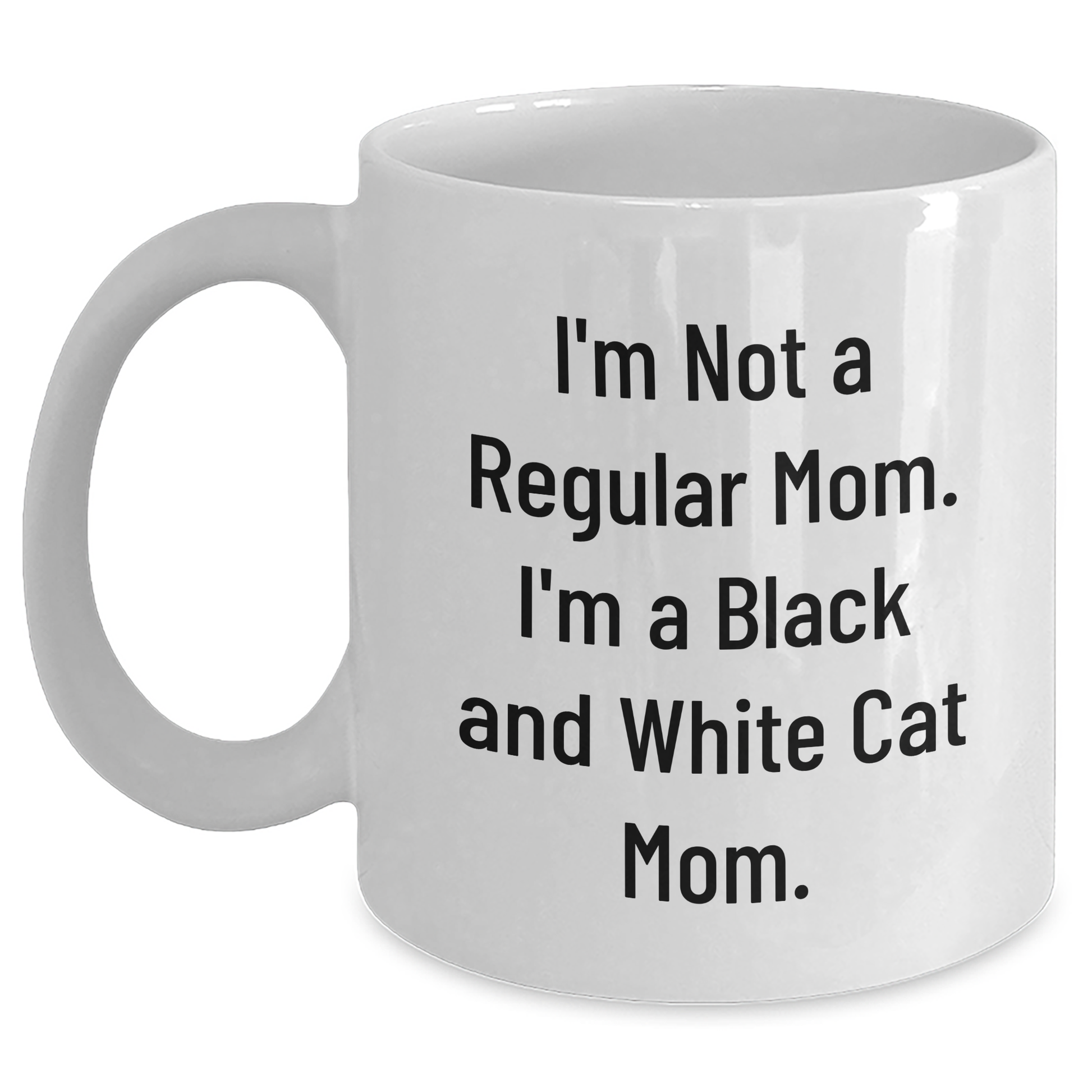 Funny Black and White Cat Mom Graduation White Coffee Mug Gifts from Family to Friends - Main