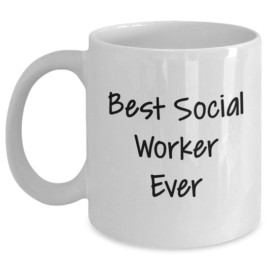 Funny Social Worker Gifts - Best Dad Social Worker Ever White Coffee Mug, Father's Day Unique Gifts from Family - Main