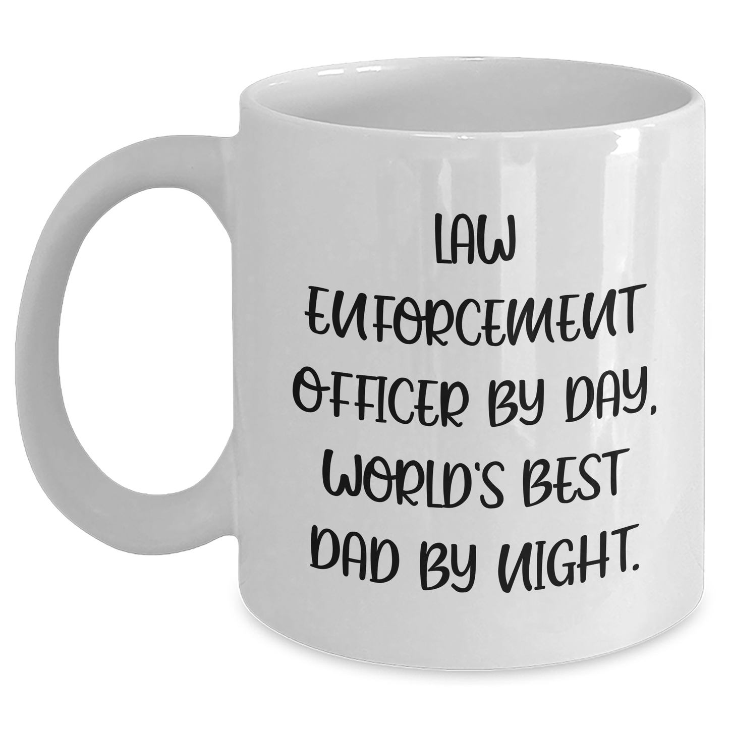 Funny Law Enforcement Officer Gifts from Men, Unique White Coffee Mugs for Law Enforcement Officer By Day, World's Best Dad By Night, Father's Day Unique Gifts - Main