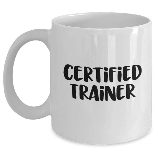 Funny Trainer Gifts from Friends for Father's Day White Coffee Mug - 'You're a Trainer, Not a Hero' - 11oz or 15oz Ceramic Mug - Main